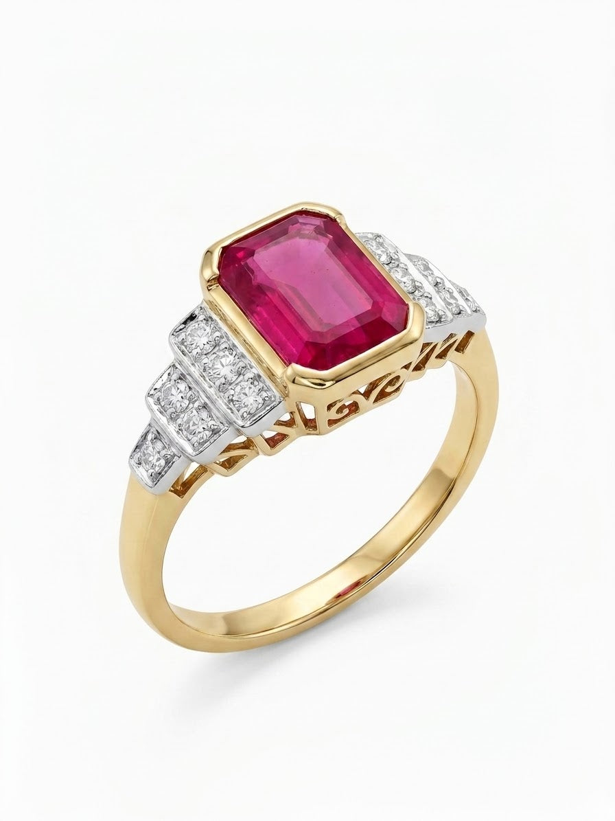 9ct Gold Ruby & Diamond Ring