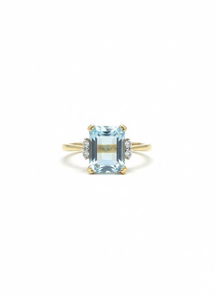 Sky Blue Topaz & Diamond Ring