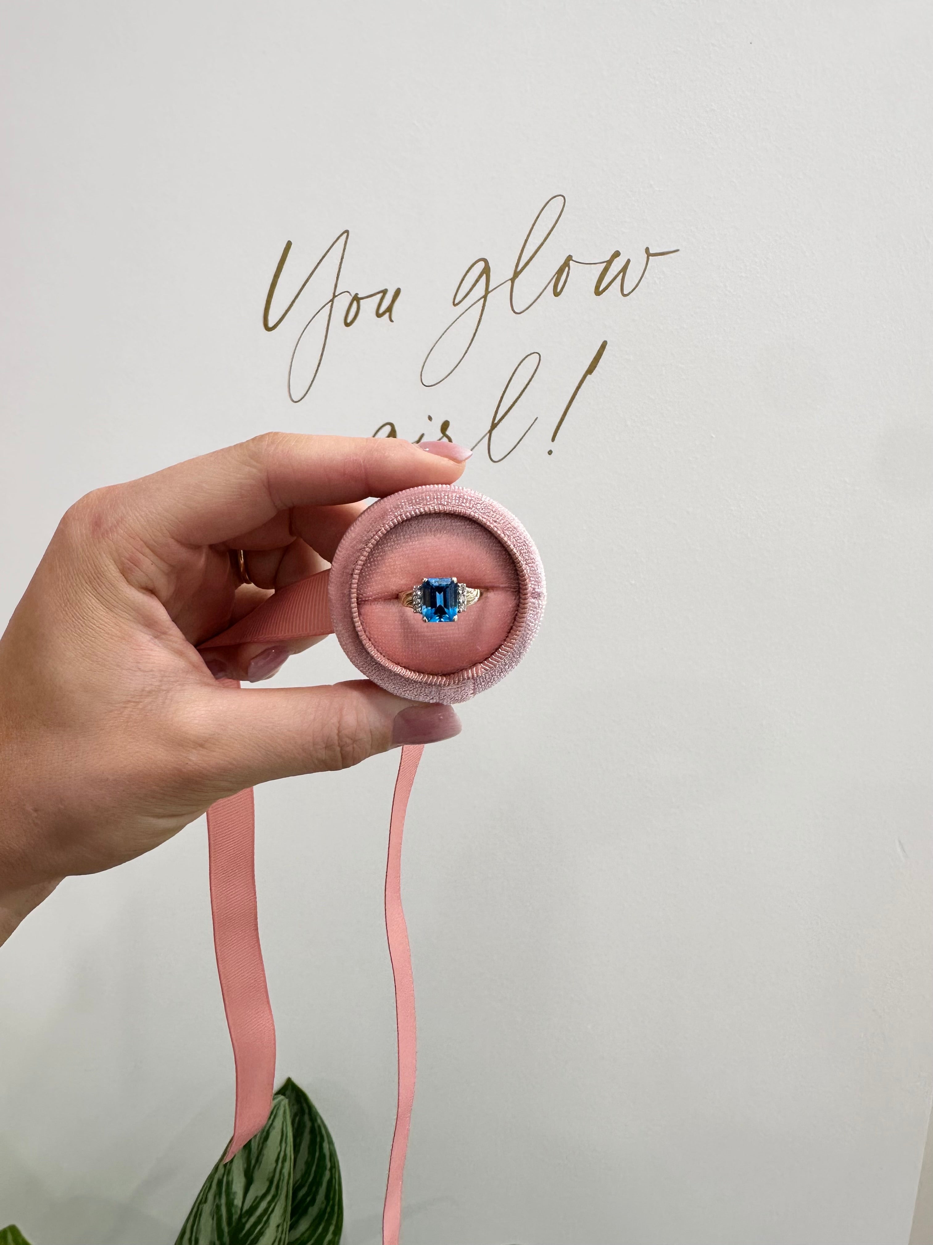 14ct Gold Blue Topaz & Diamond Ring