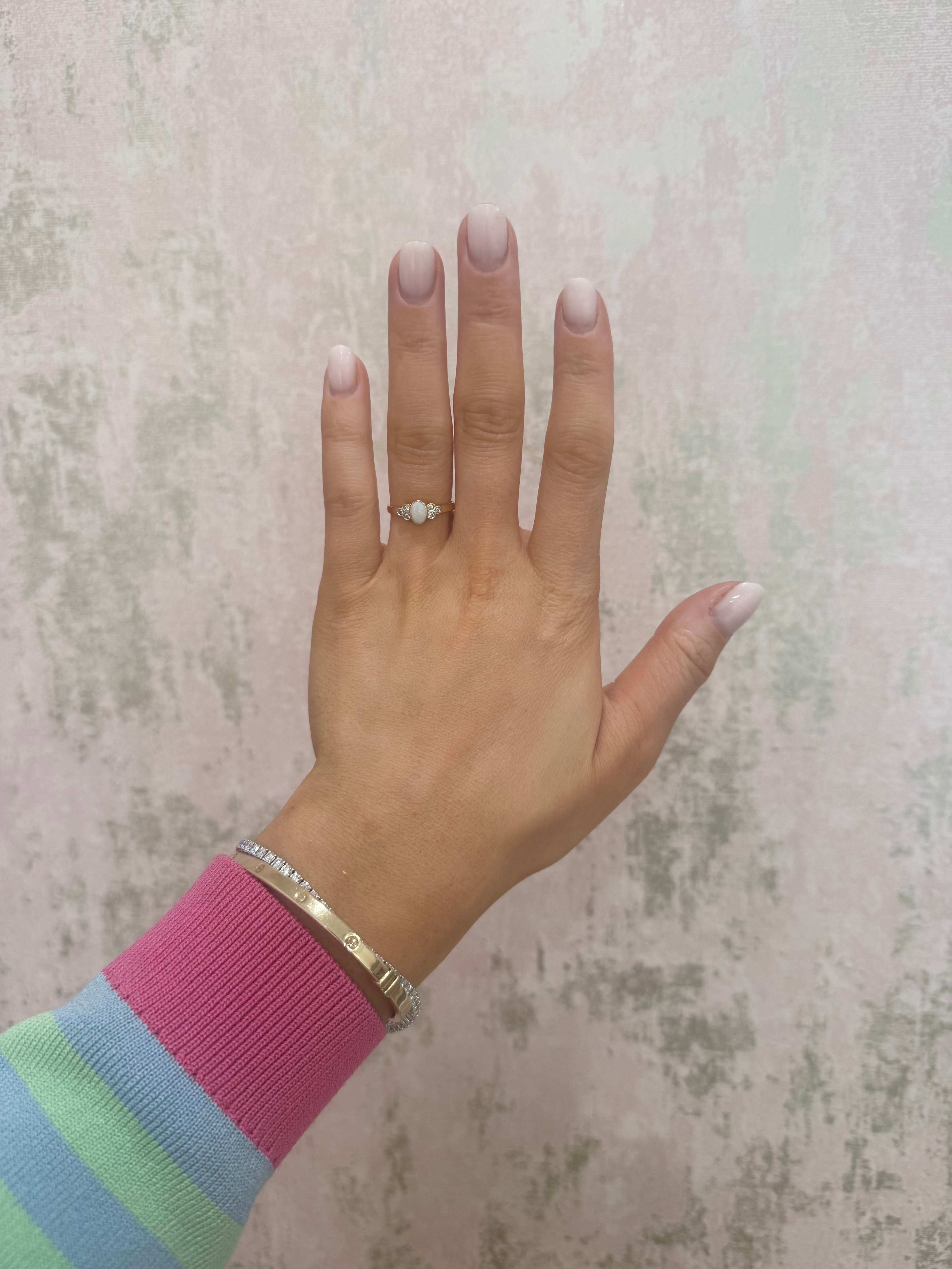 9ct Gold Opal & Cubic Zirconia Ring