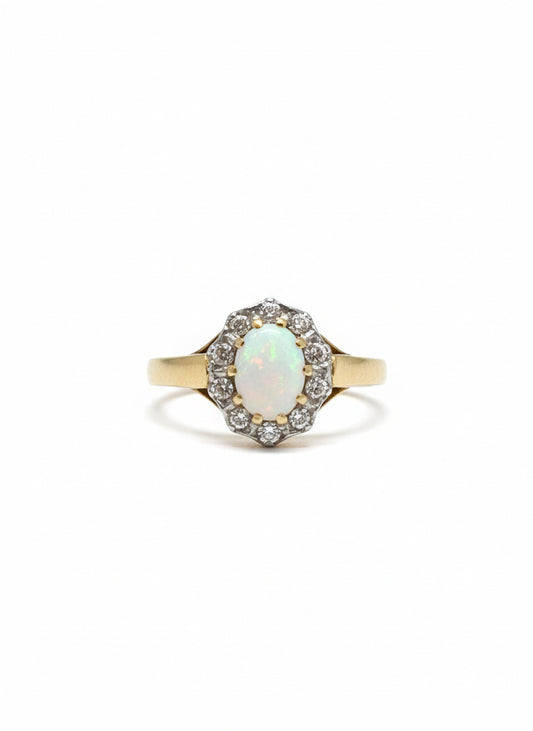 9ct Opal & Diamond Ring