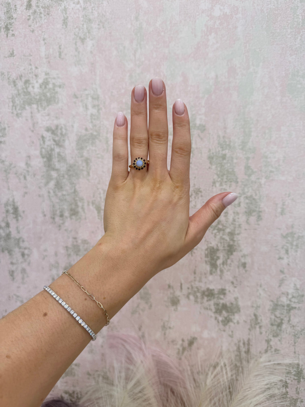 9ct Gold Opal & Garnet Cluster Ring