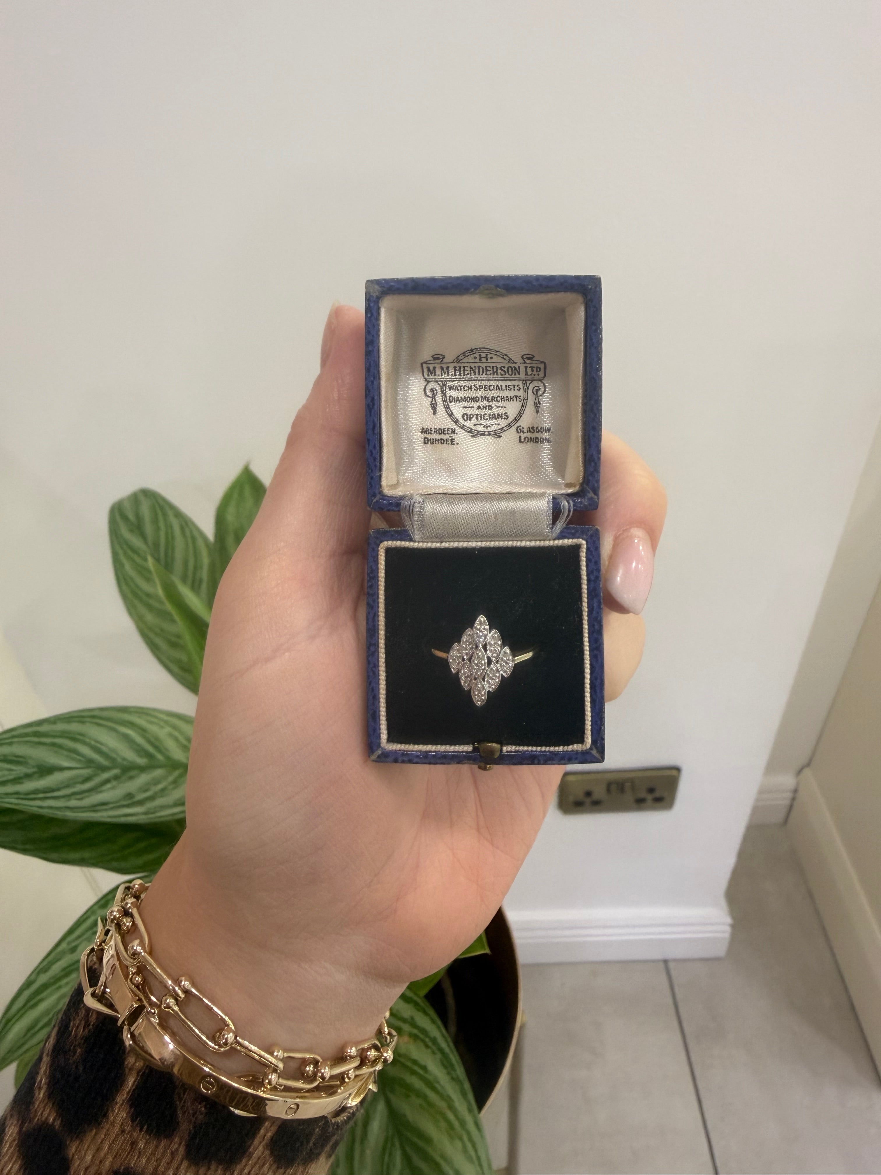 9ct Gold Diamond Marquise Cluster Ring
