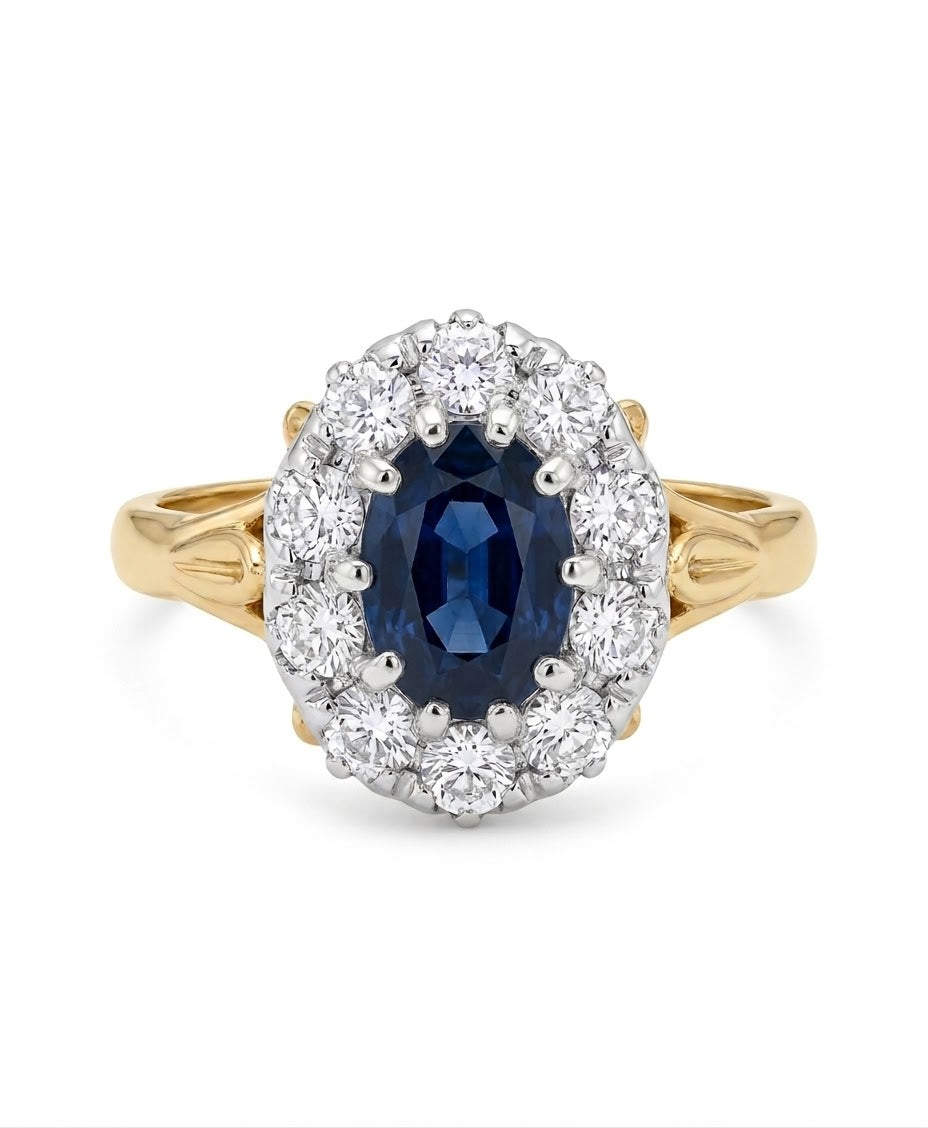 9ct Gold Sapphire & Diamond Cluster Ring