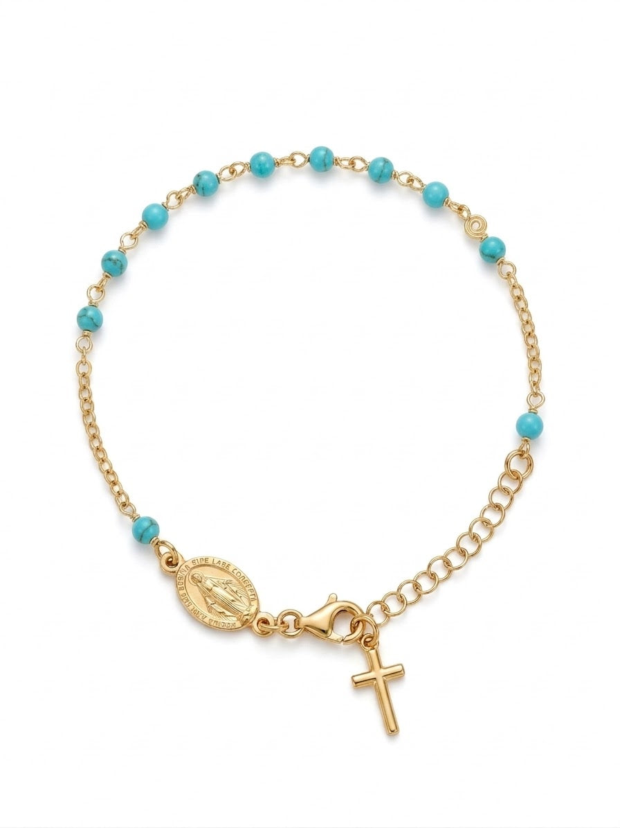 Zara Turquoise Gold Plated Holy Bracelet