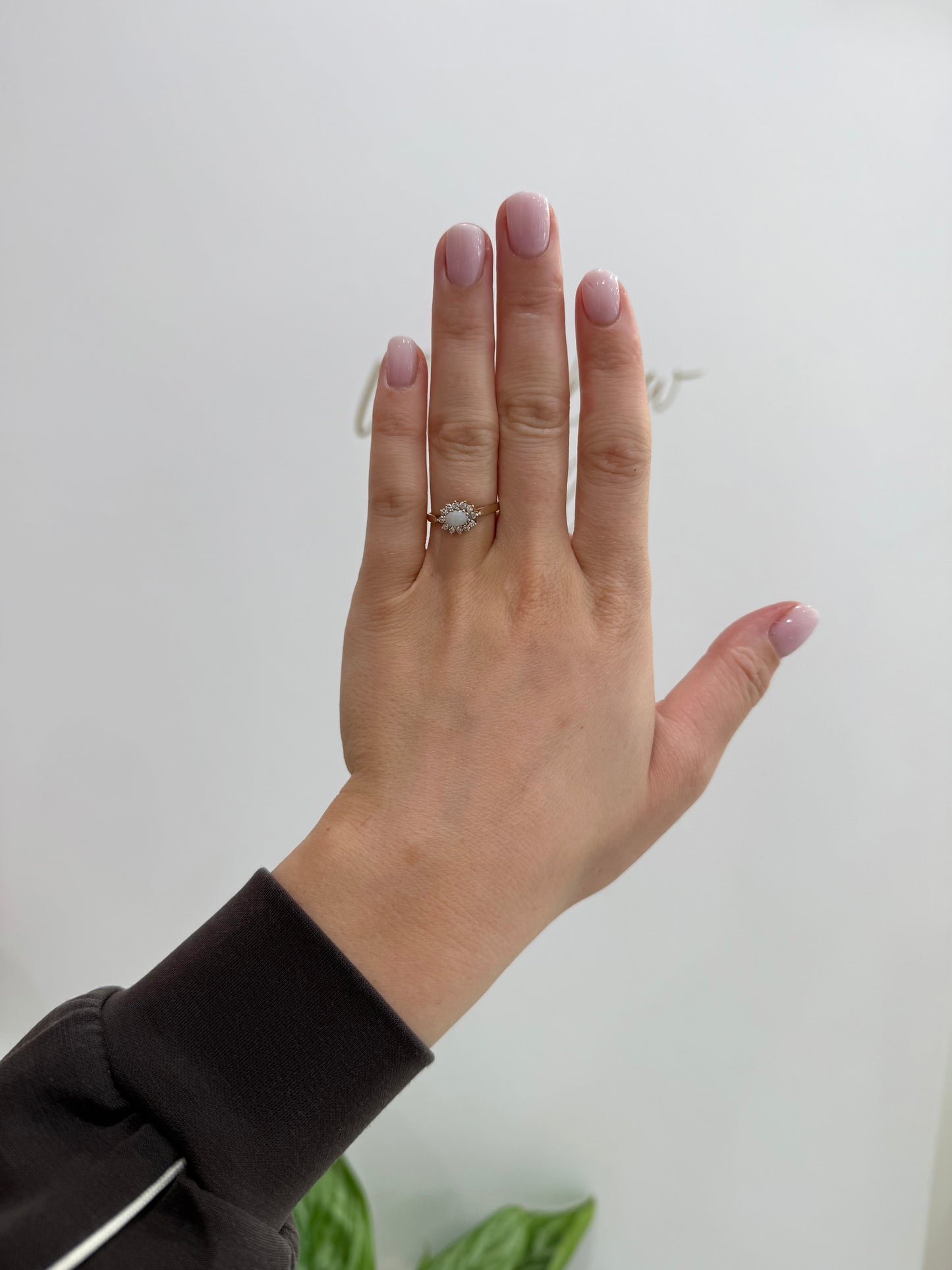 9ct Gold Opal & CZ Cluster Ring