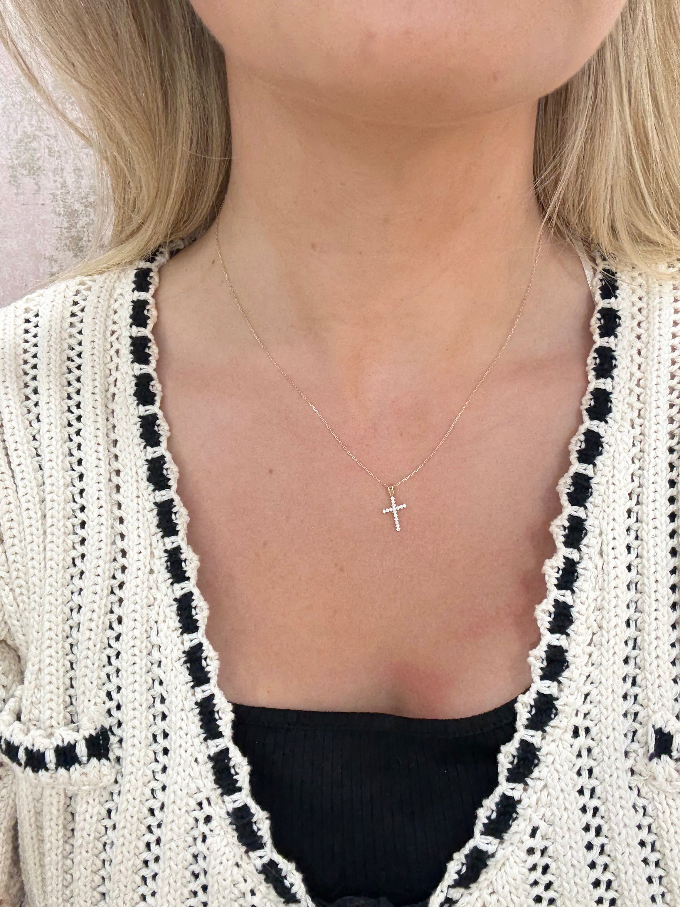 9ct Cz Cross Necklace