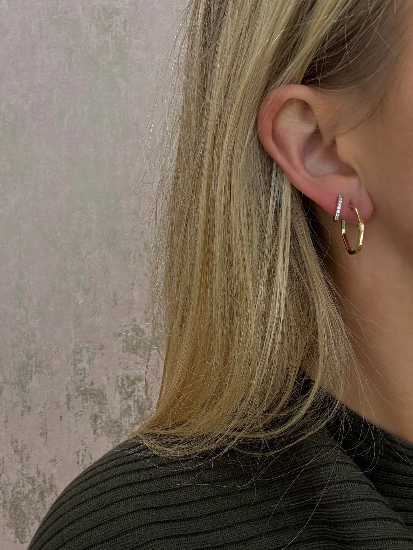 Large Gold Hex Hoops