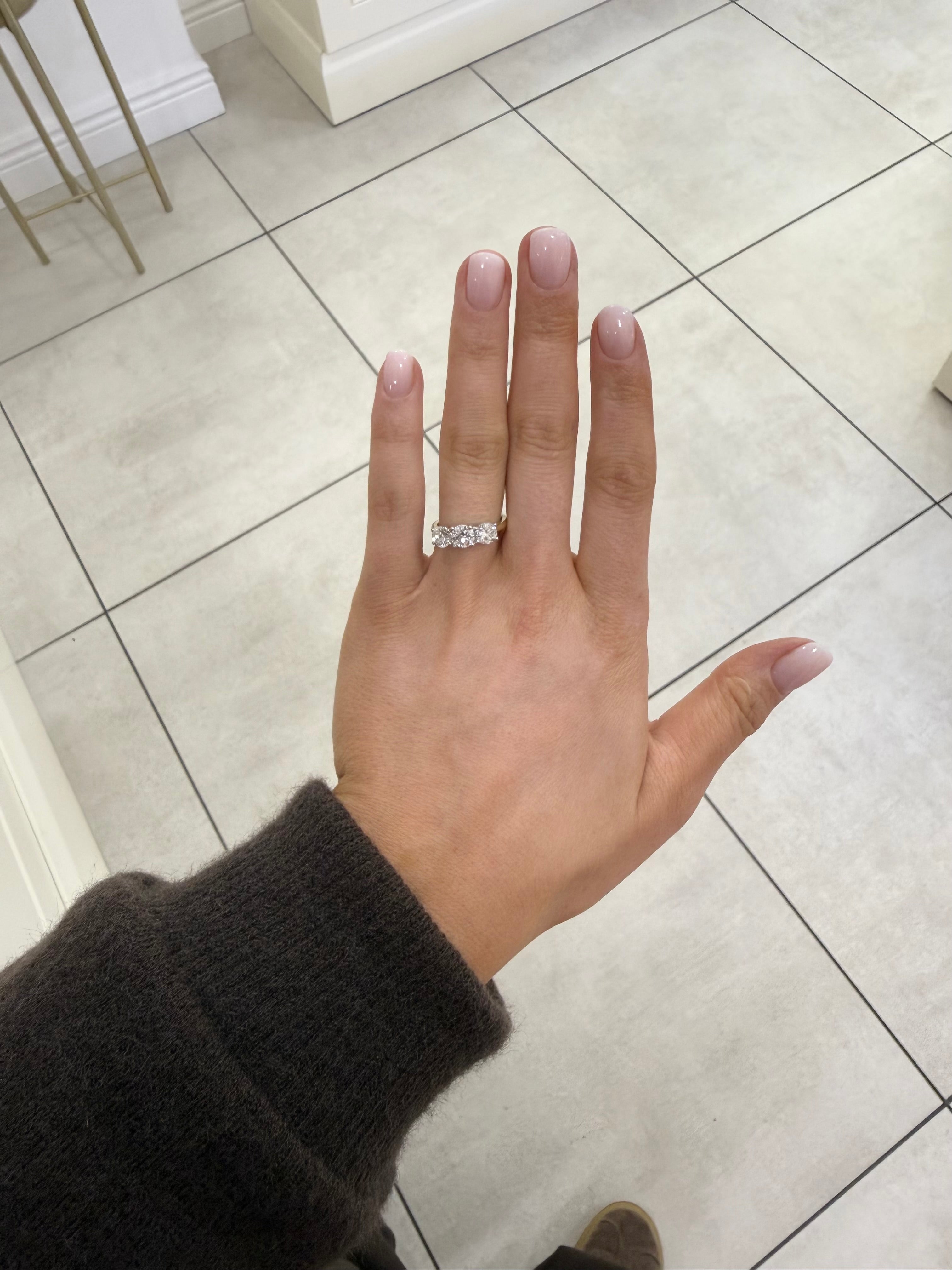 9k Three Stone Diamond Ring