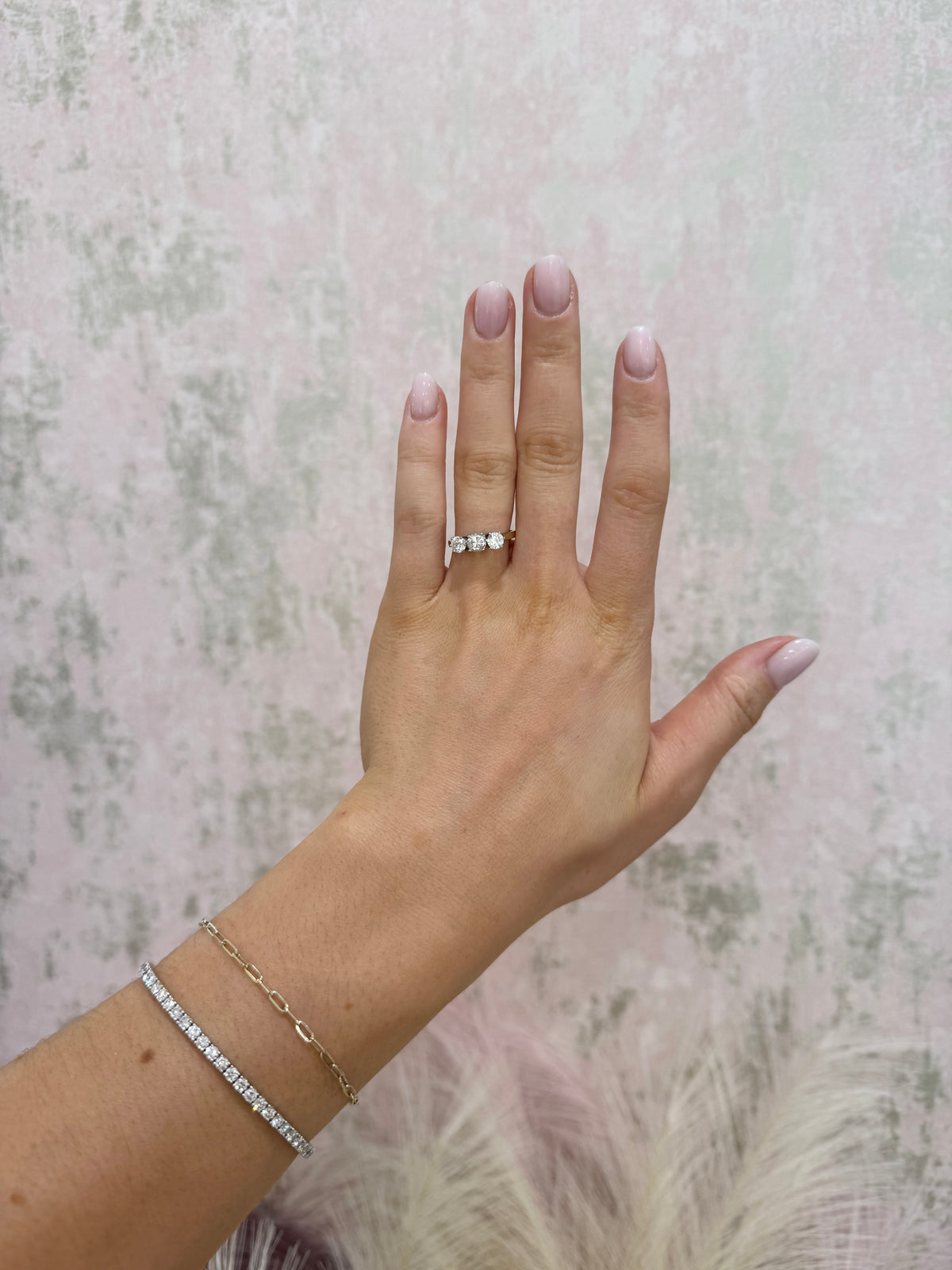 9ct Gold Three Stone Cubic Zirconia Ring