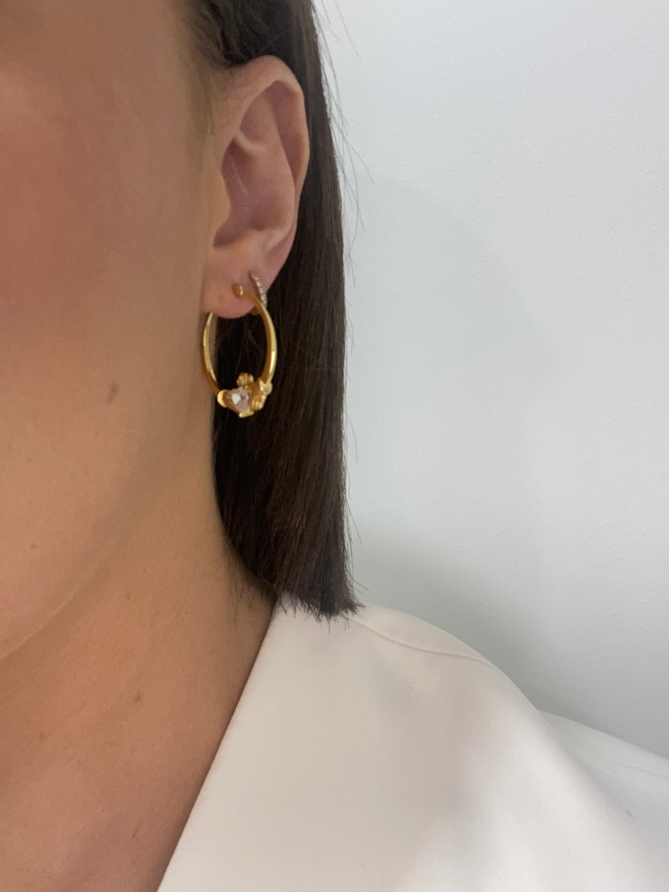 Gold Plated Claddagh Hoop Earrings