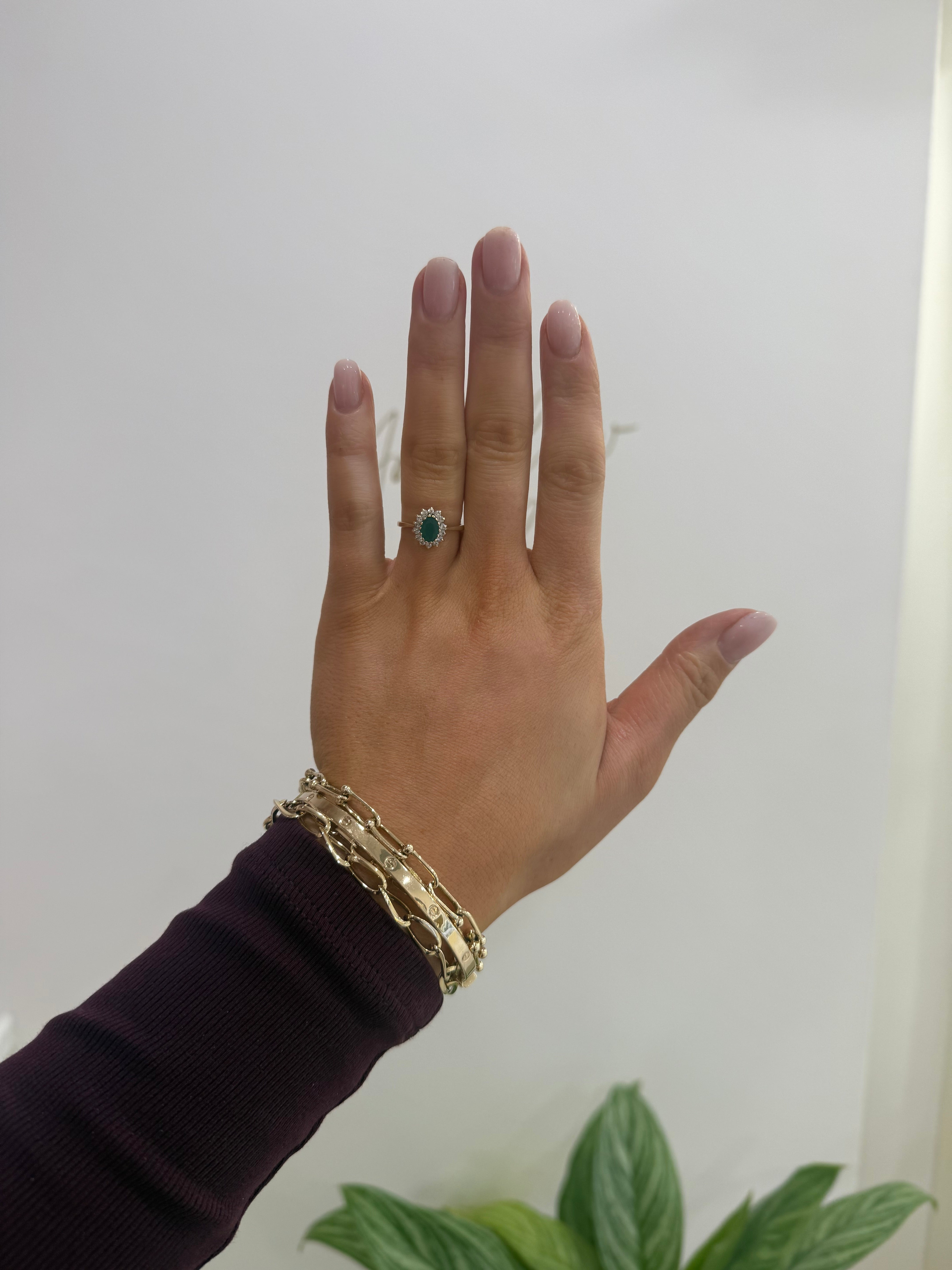 Vintage 9ct Gold Emerald & Cubic Zirconia Ring