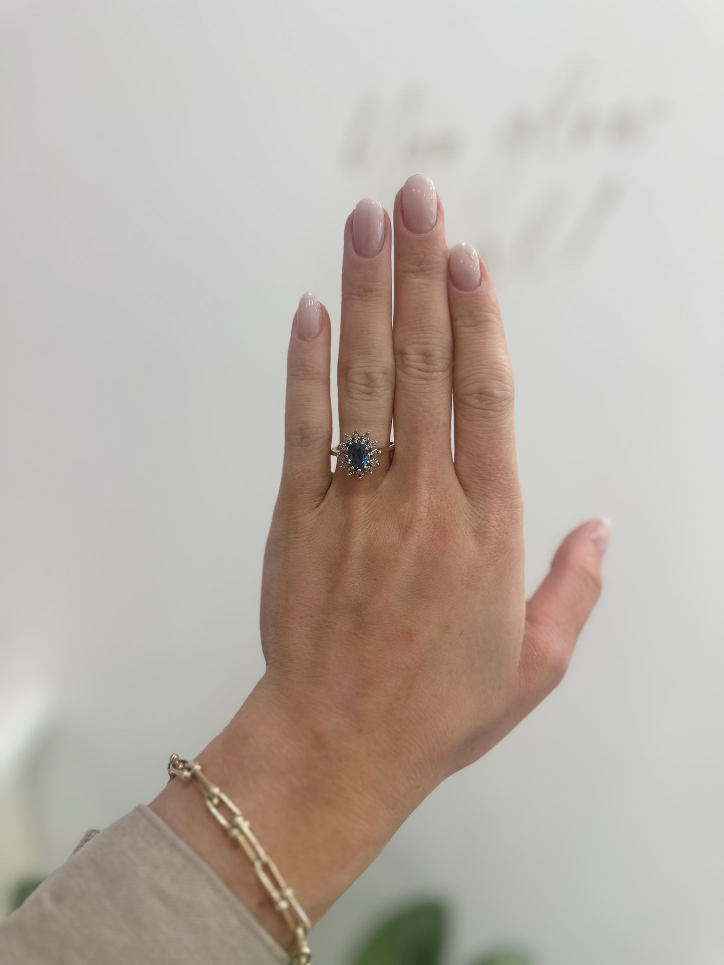 9ct Gold Blue Topaz & Diamond Ring