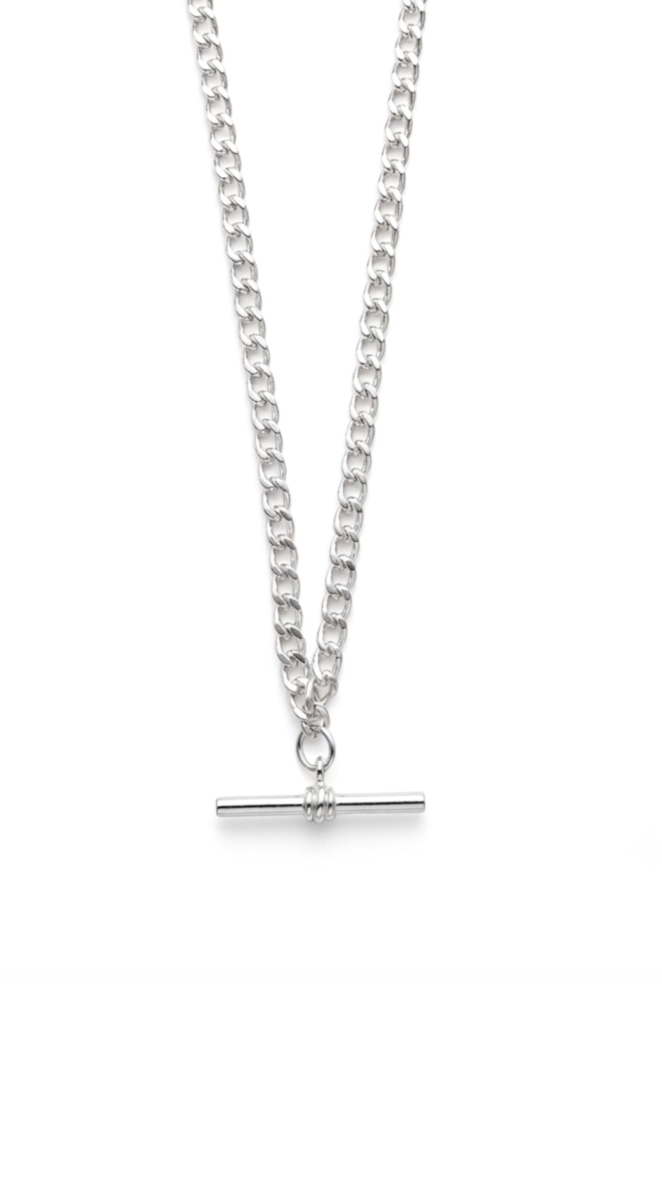 Sterling Silver Heavy T Bar Necklace