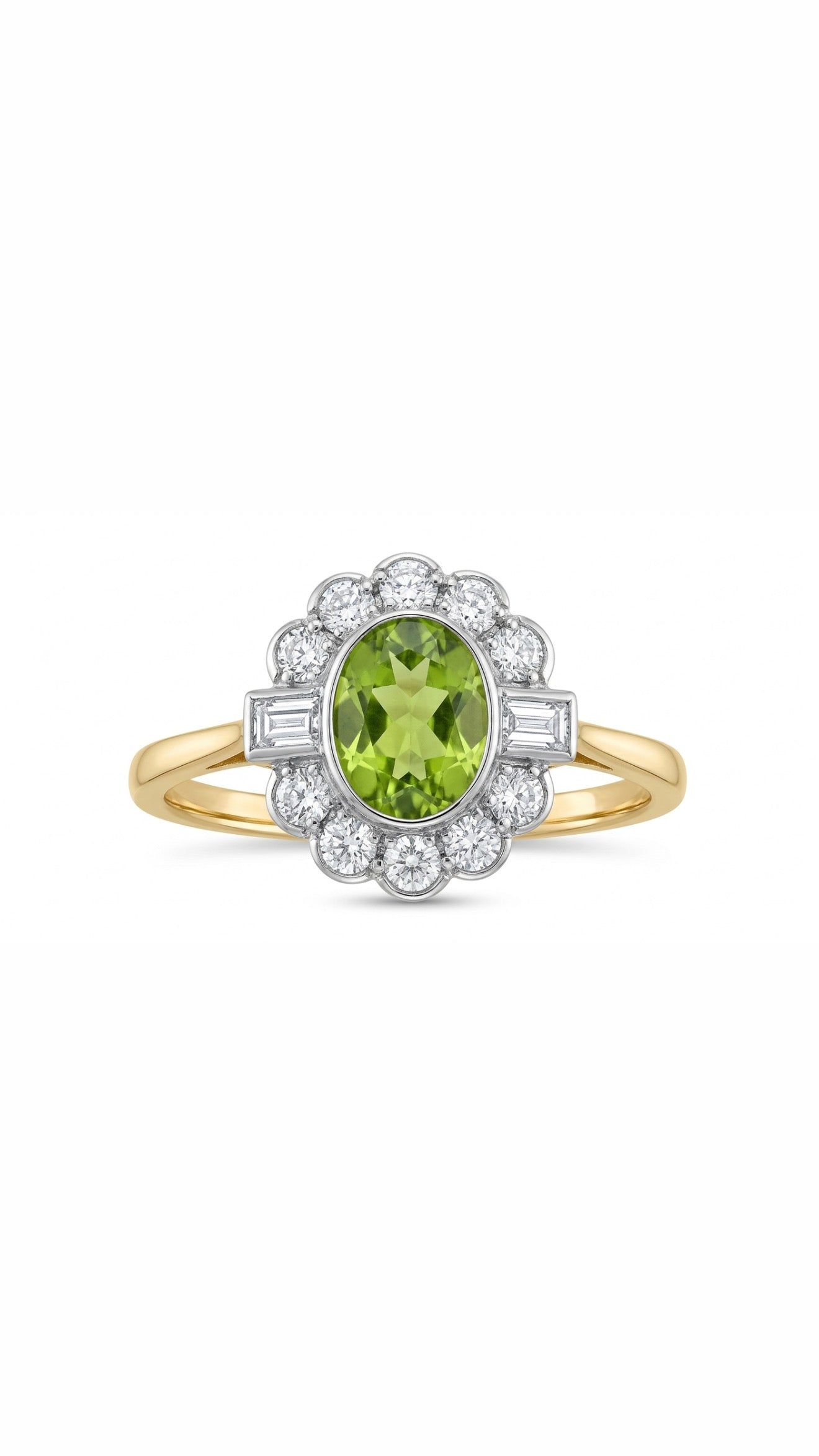 18ct Peridot & Diamond Ring