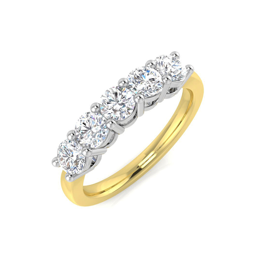 9ct Gold 5x Stone Lab Diamond Ring