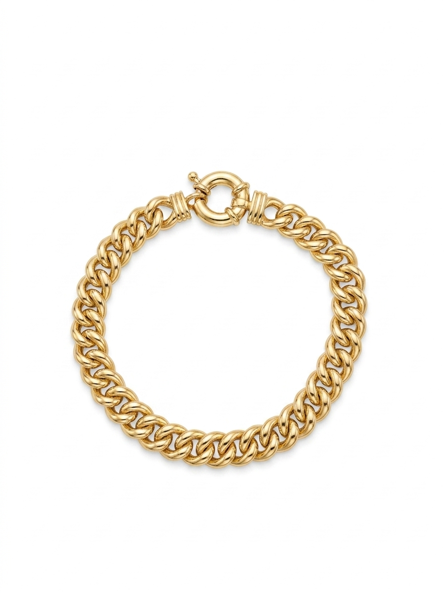 9ct Yellow Gold Classic Curb Chain Bracelet with Bolt Ring Clasp