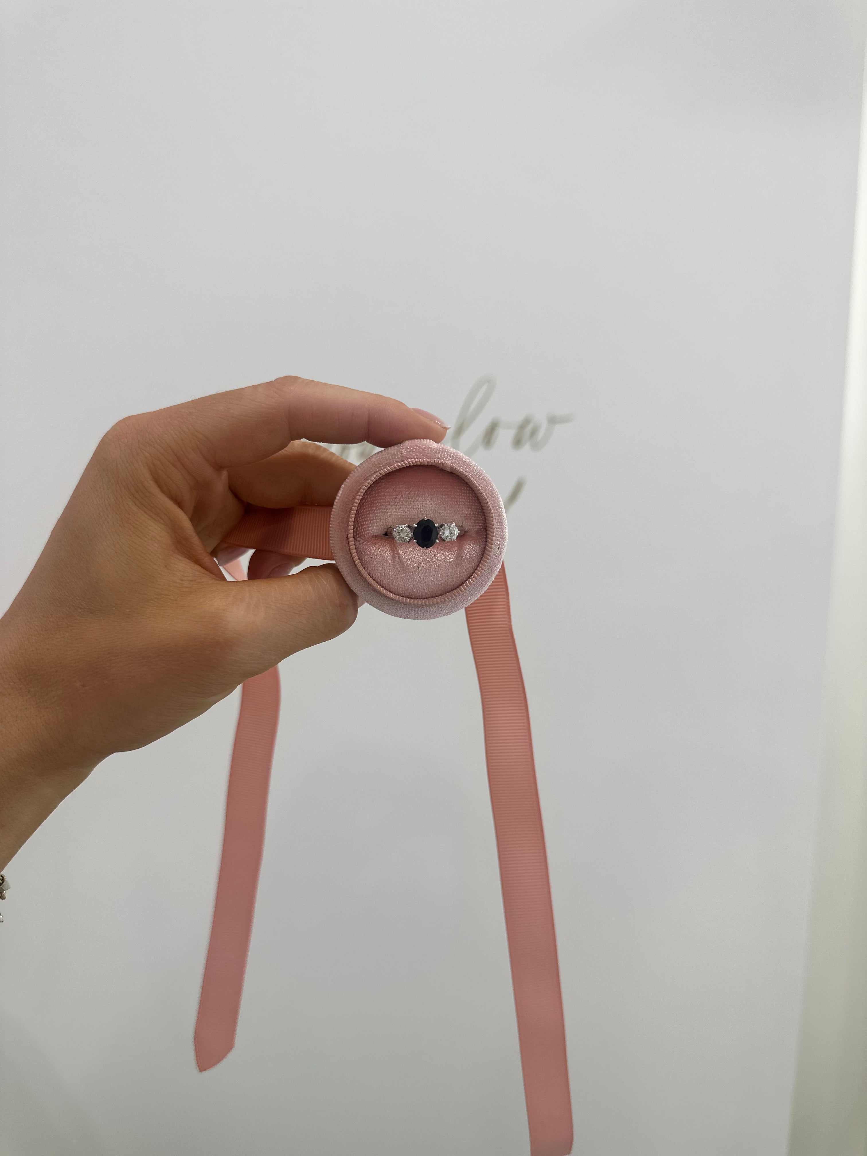 Three Stone Platinum Sapphire & Diamond Ring