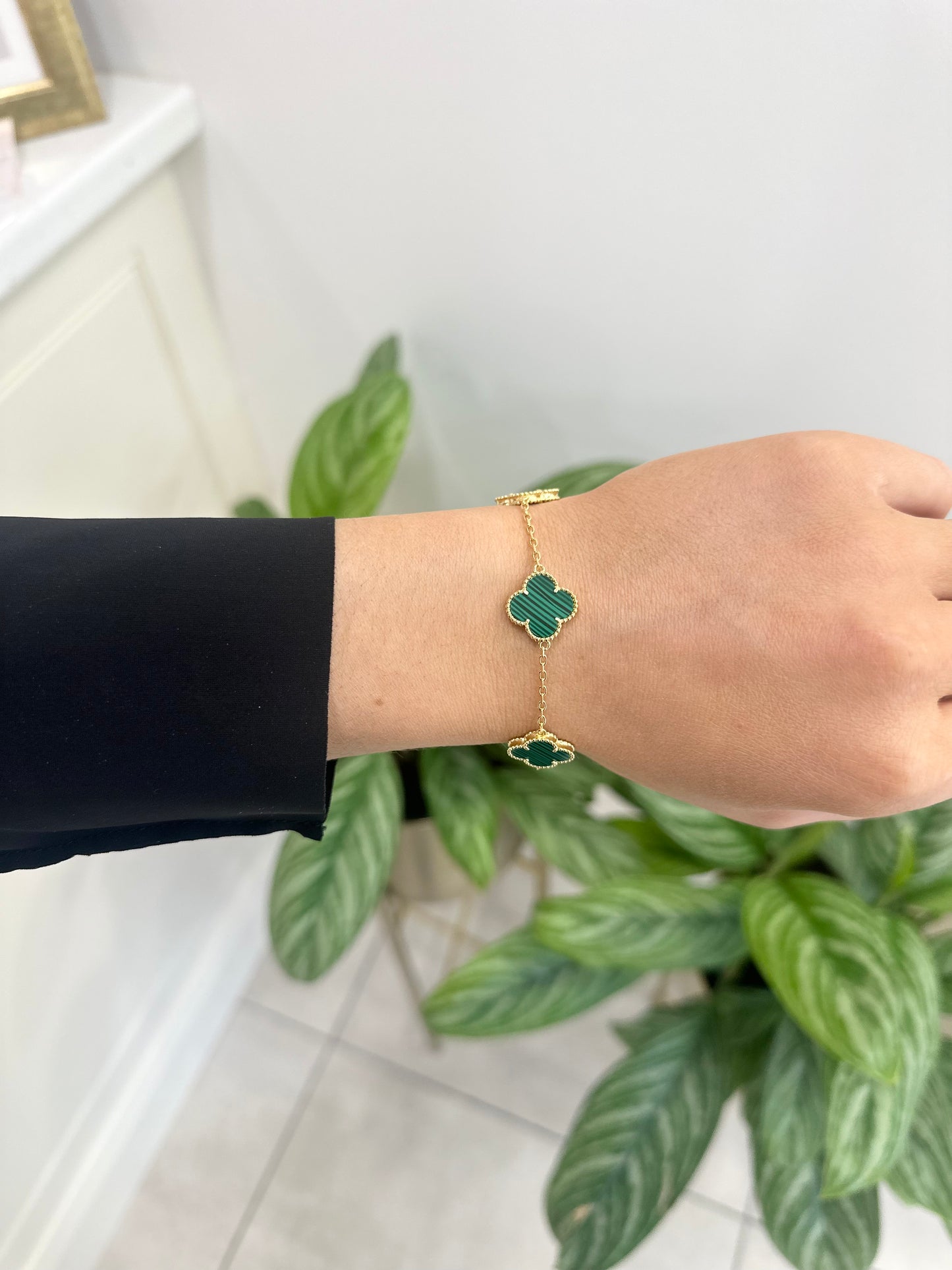 Casey Five Clover Malachite Bracelet