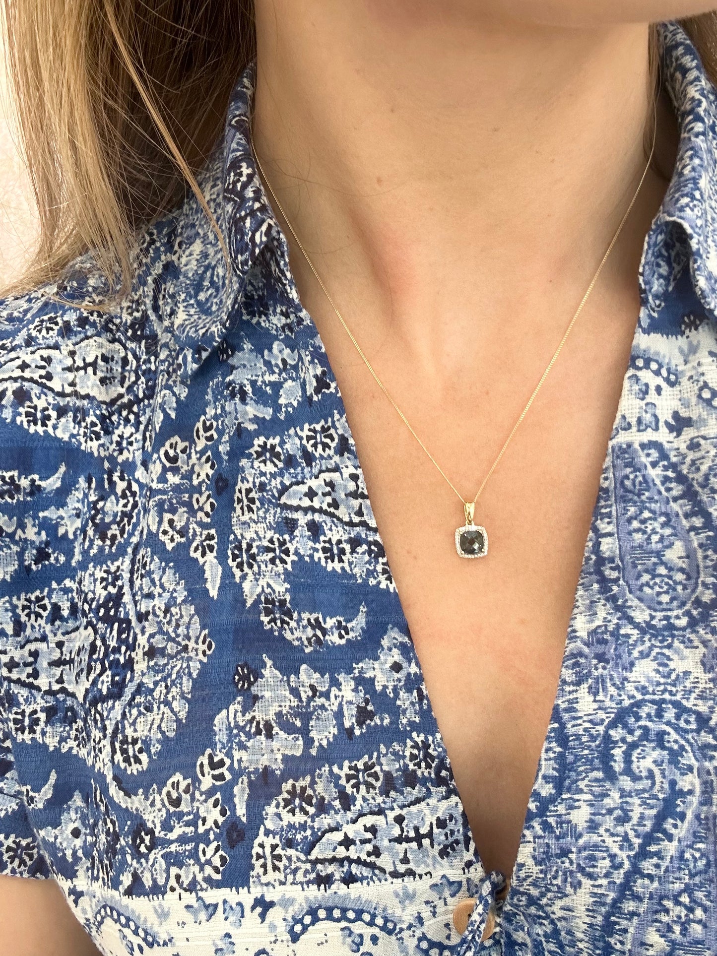 Blue Topaz & Diamond Necklace