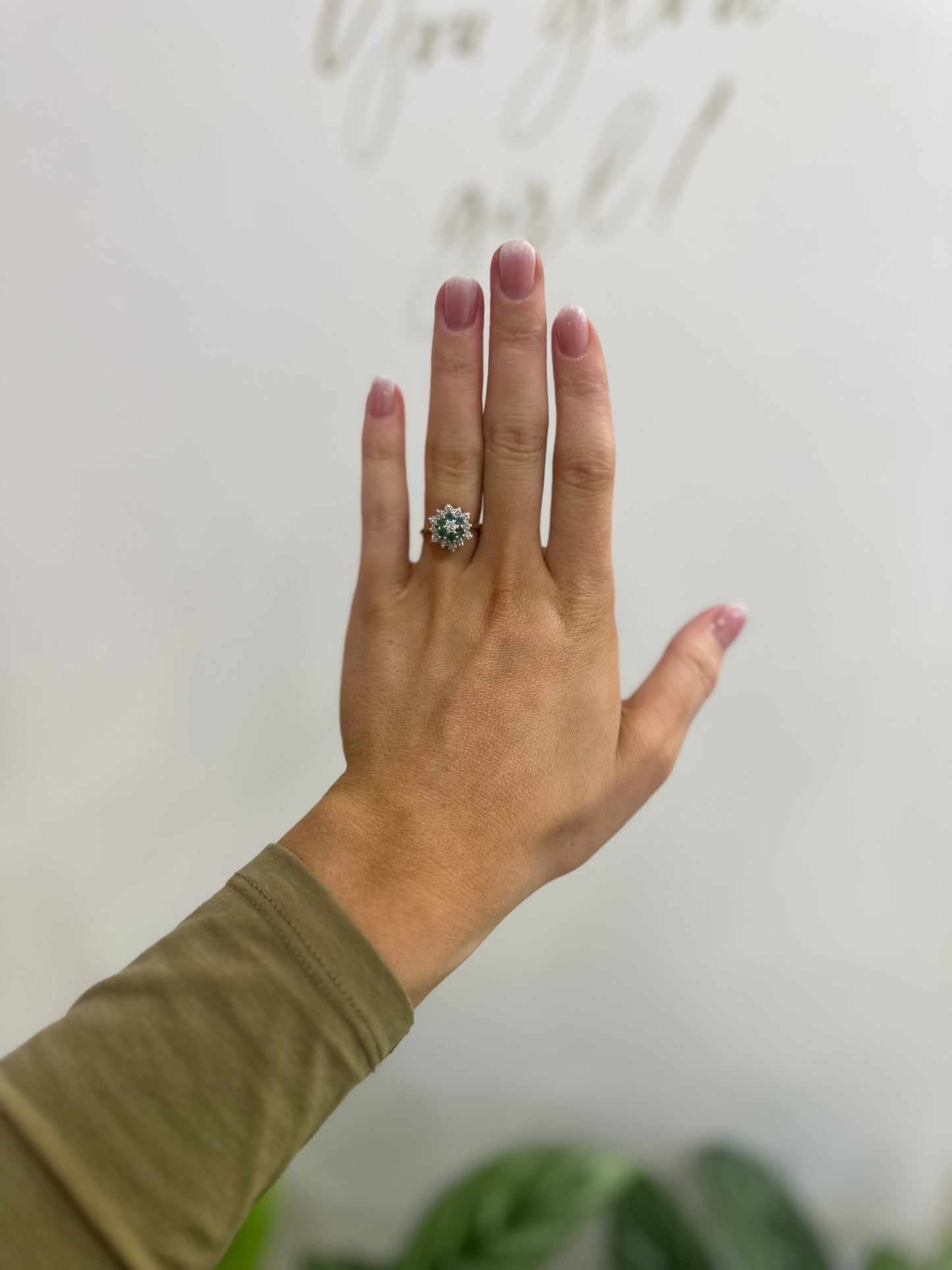 Emerald & Diamond Cluster Ring