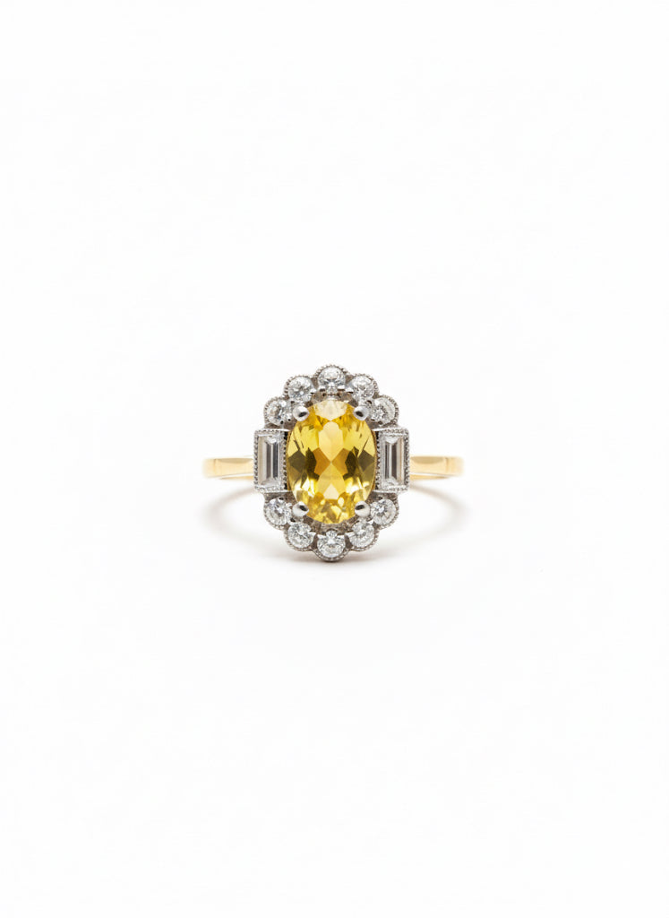 Yellow Sapphire & Diamond Ring