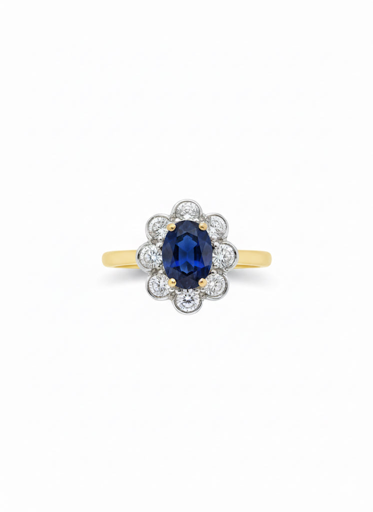 Blue Sapphire & Diamond Ring
