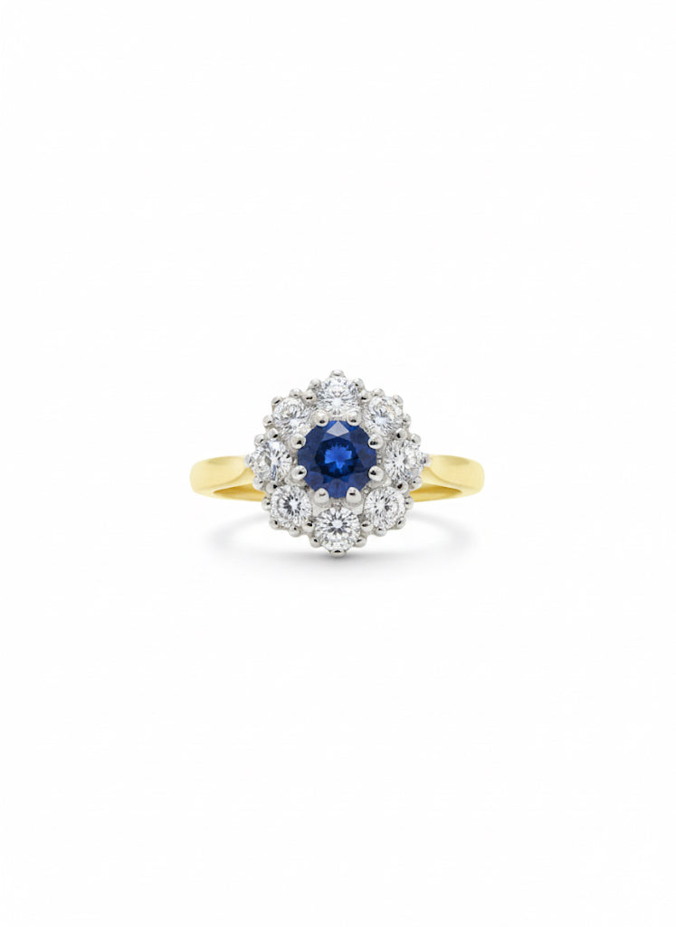 18ct Sapphire & Diamond Cluster Ring