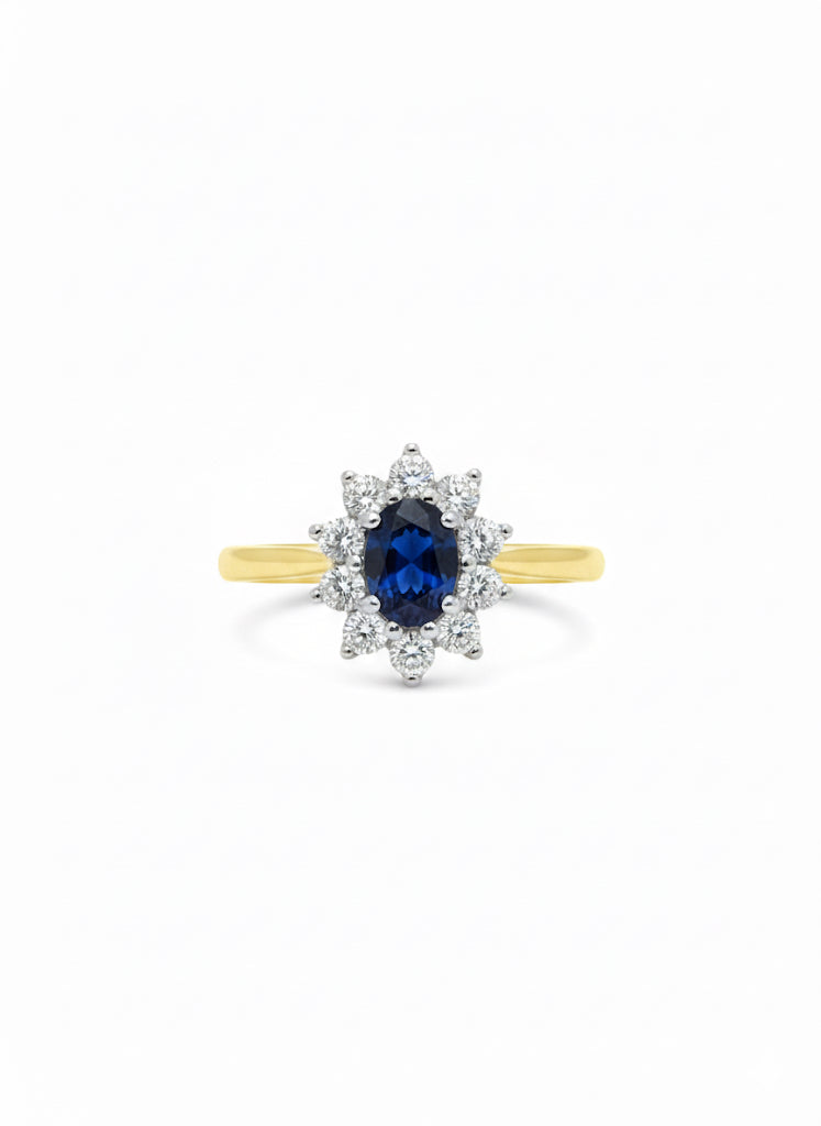 18ct Sapphire & Diamond Cluster Ring