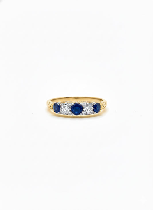 9ct Gold Sapphire & Diamond Ring