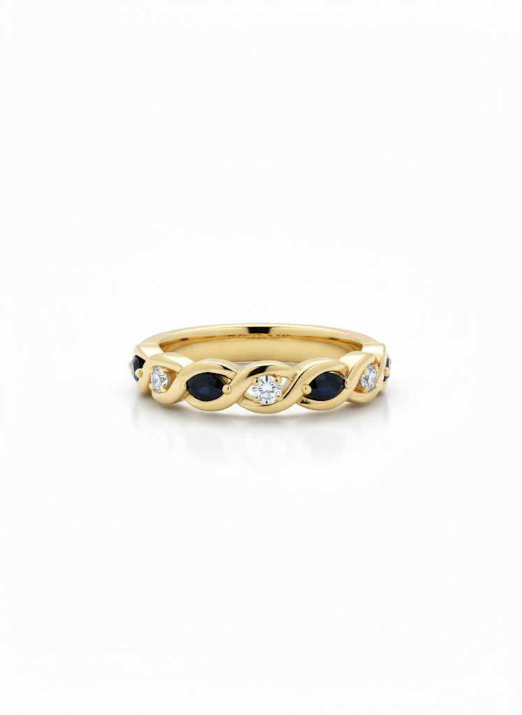 9ct Sapphire & Cz Ring