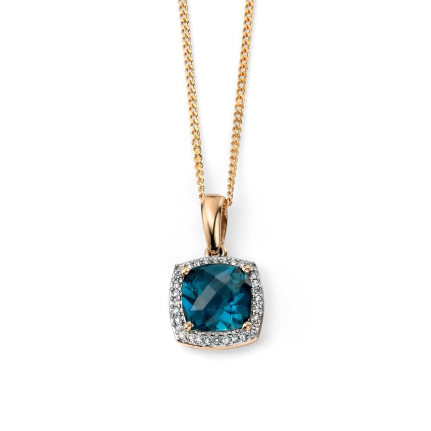 Blue Topaz & Diamond Necklace