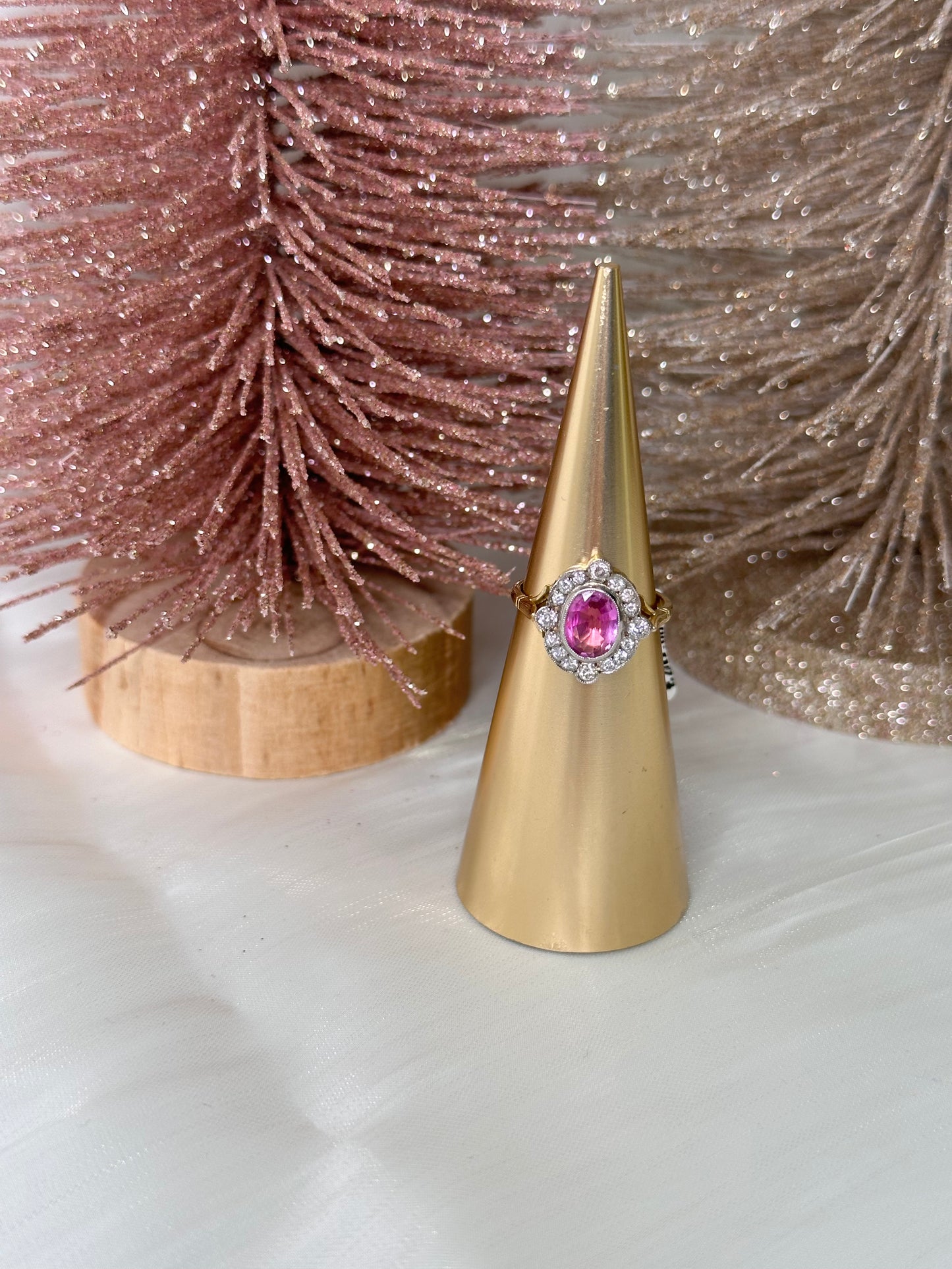 Pink Sapphire & Diamond Ring