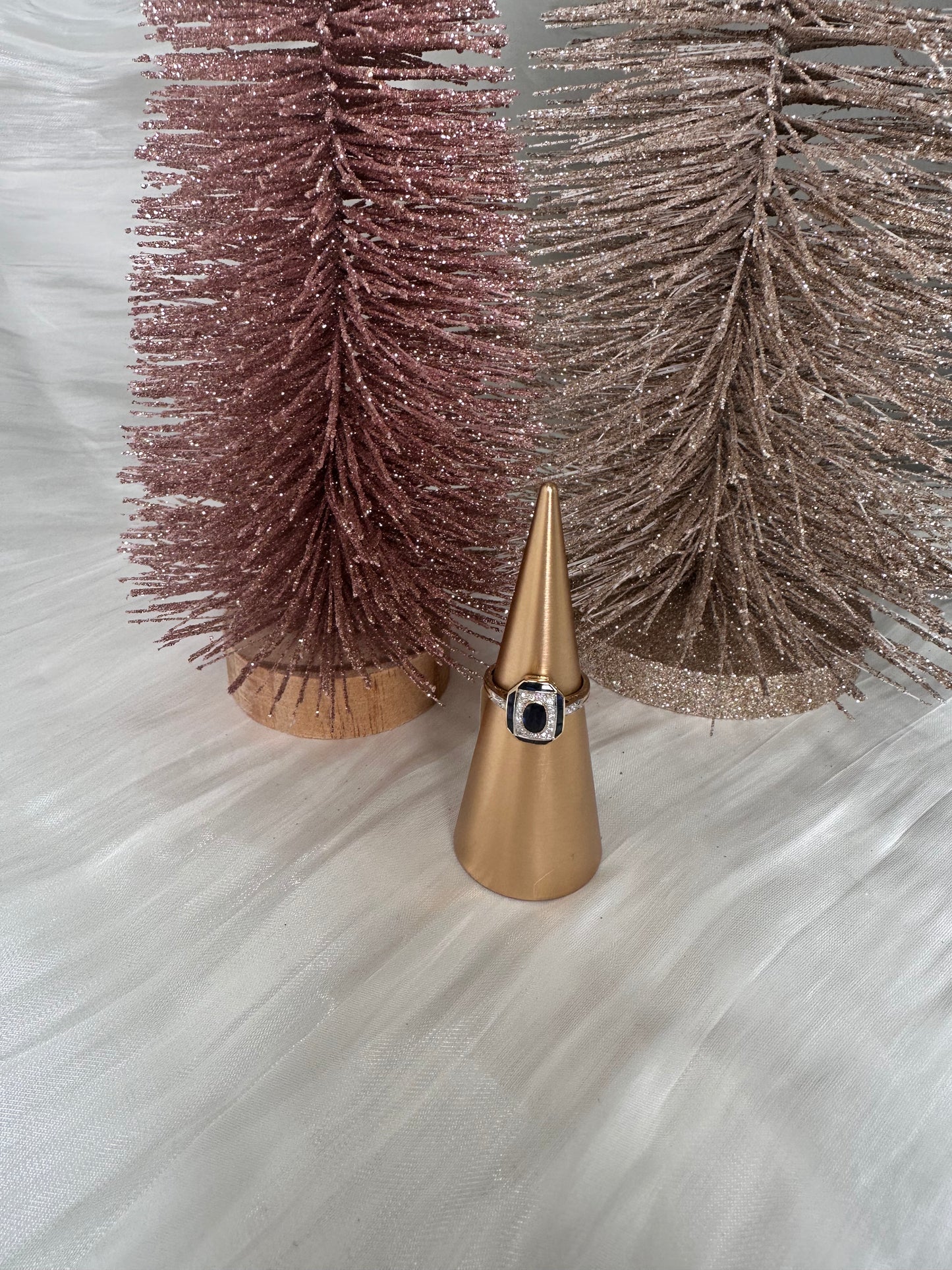 9ct Sapphire & Diamond Chequered Ring