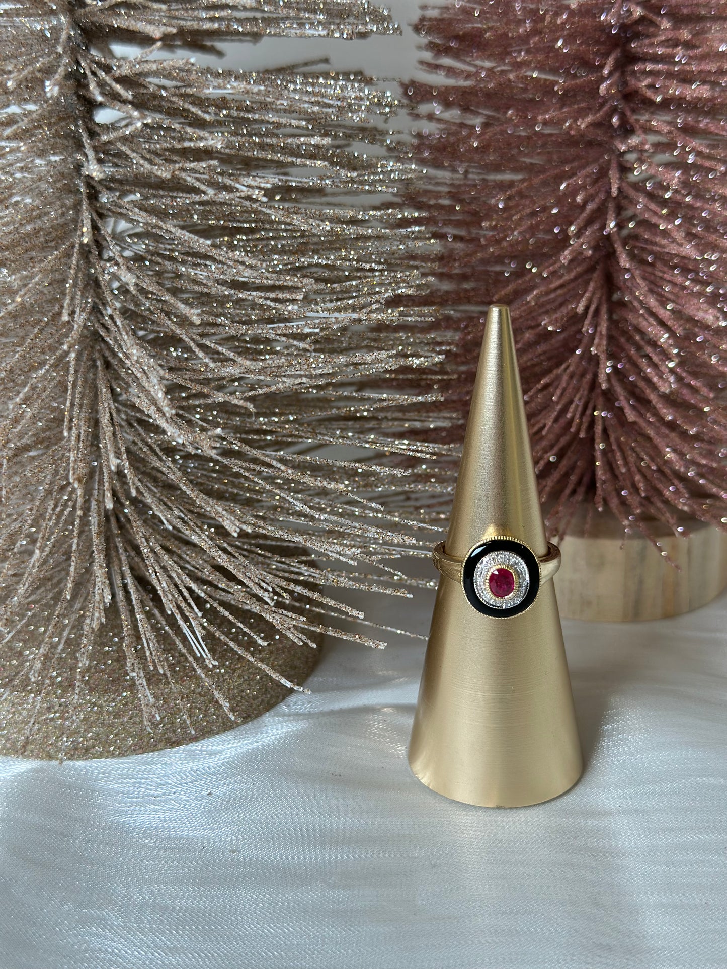 9ct Onyx & Ruby Ring