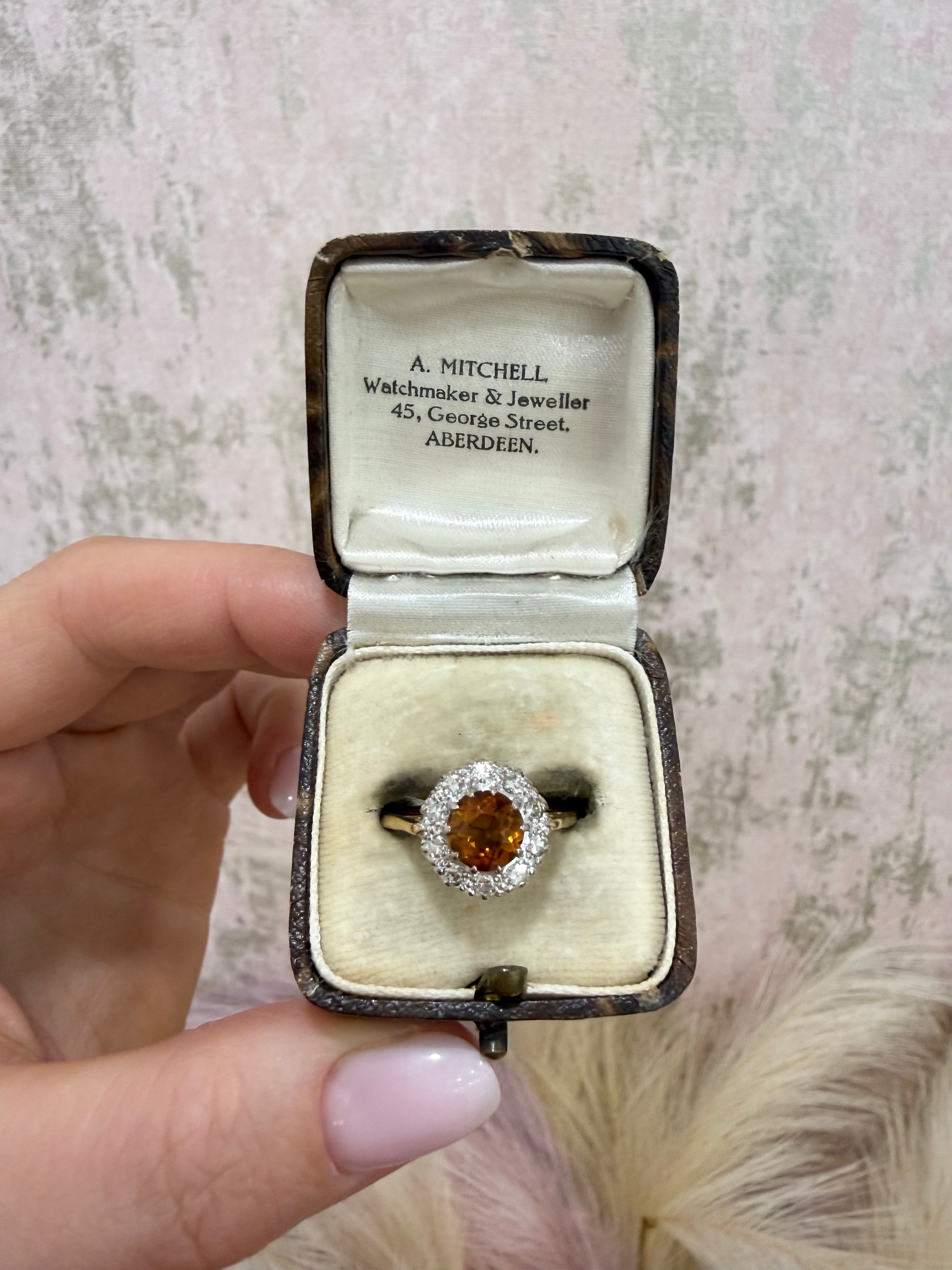 18ct Gold Citrine & Diamond Ring
