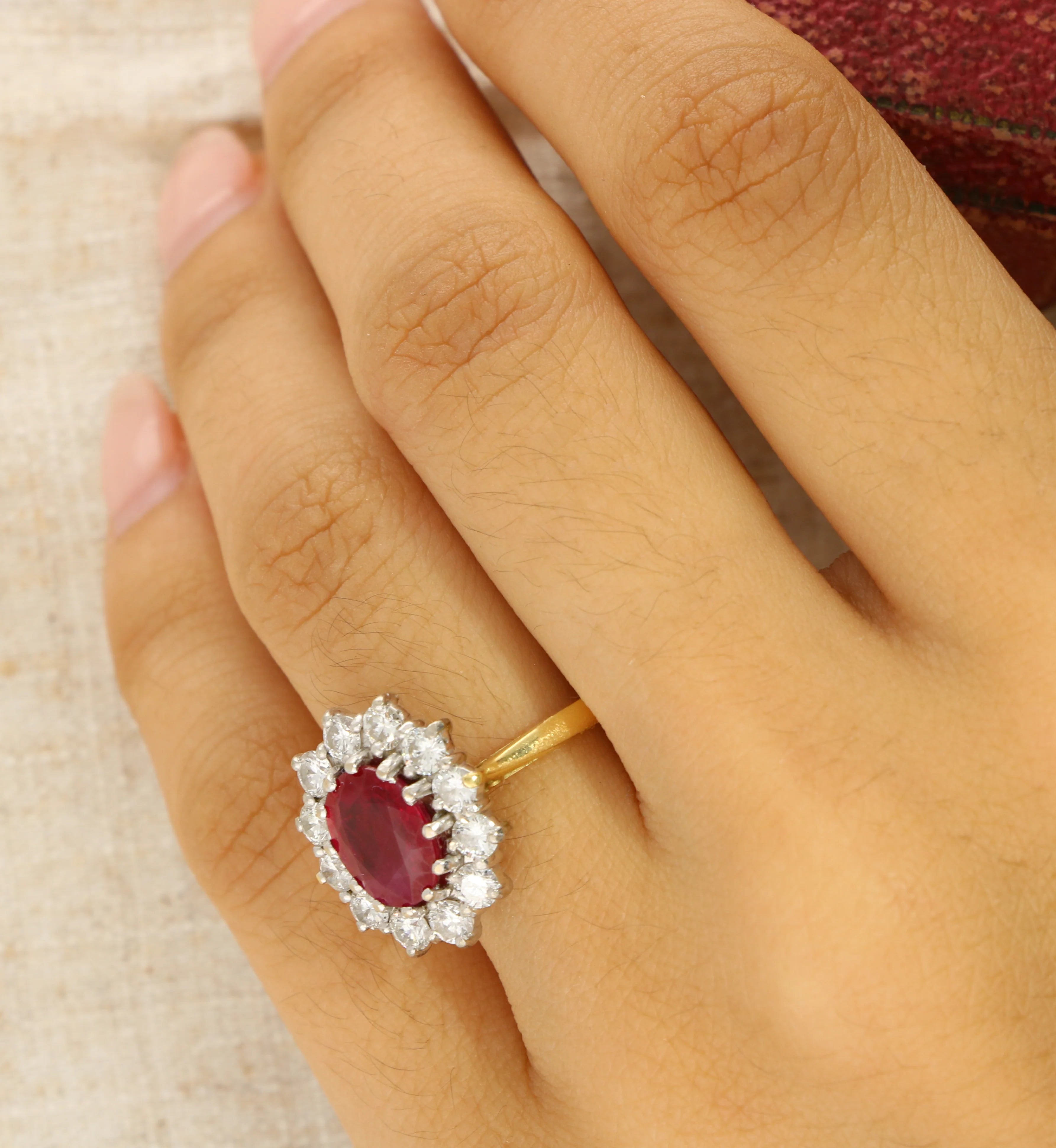18ct Ruby & Diamond Cluster Ring