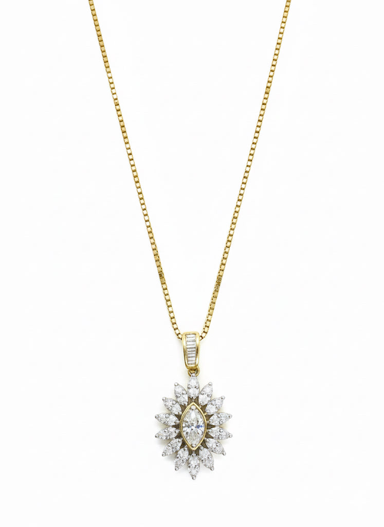 9ct Diamond Cluster Necklace