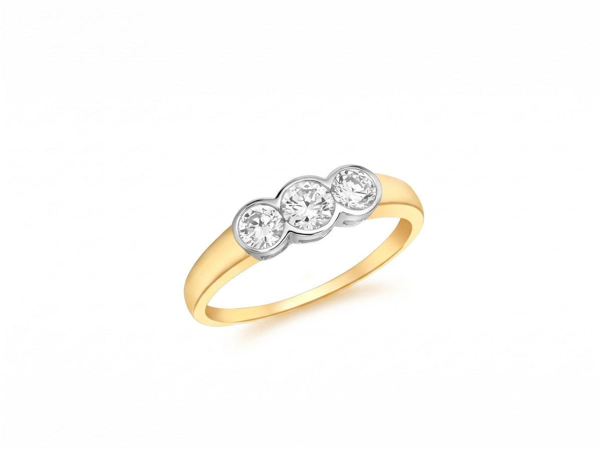 9ct Gold Trilogy Cz Ring