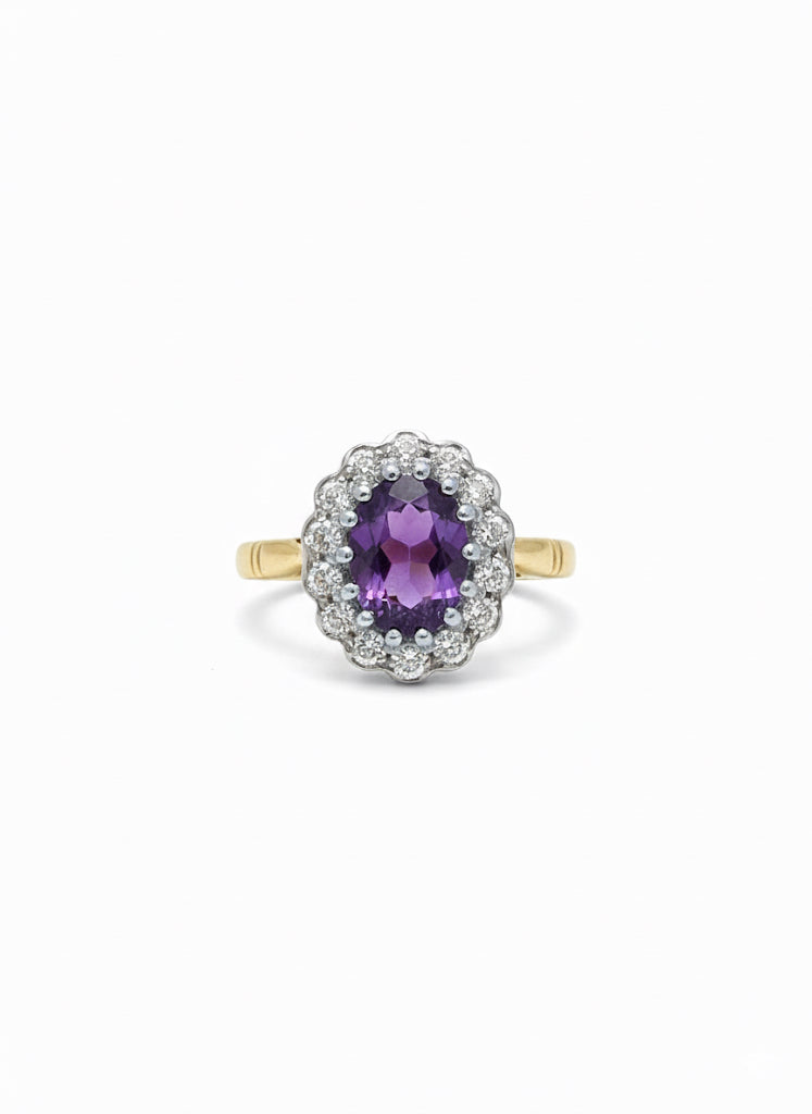 9ct Purple Amethyst & Diamond Ring