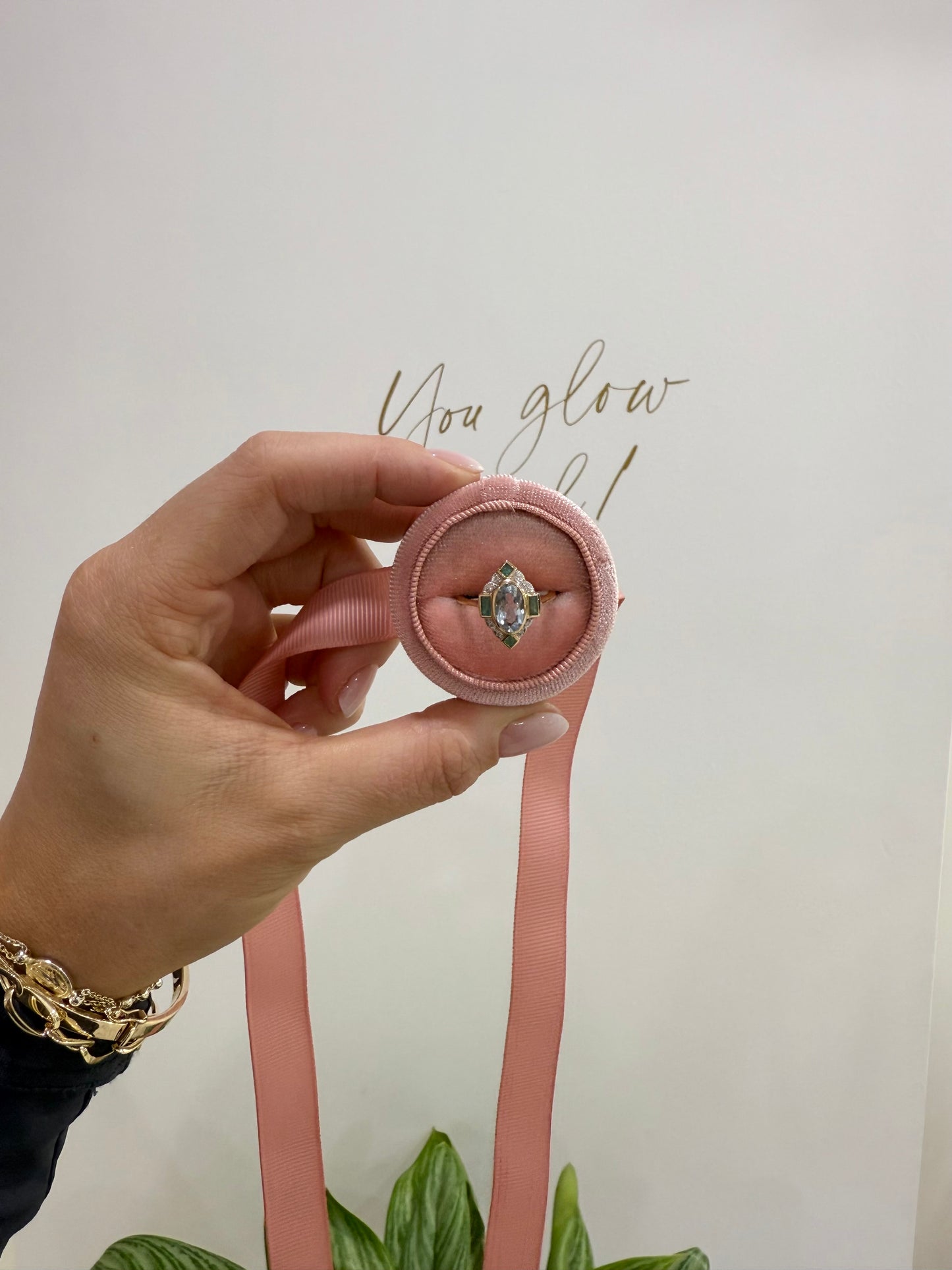 9ct Gold Sky Blue Topaz & Diamond Ring