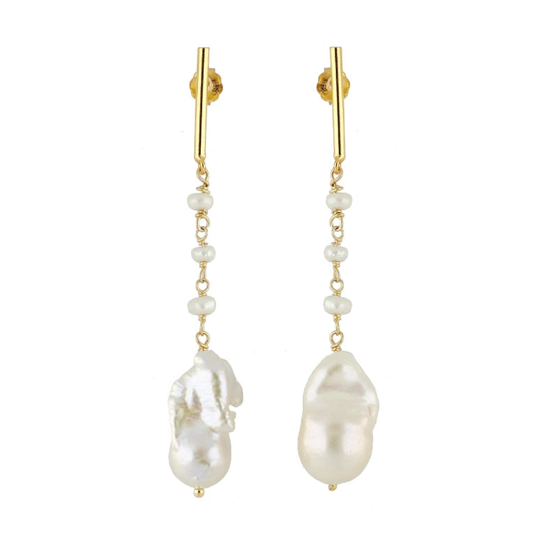 Cordelia Gold Baroque Pearl Drop Earrings