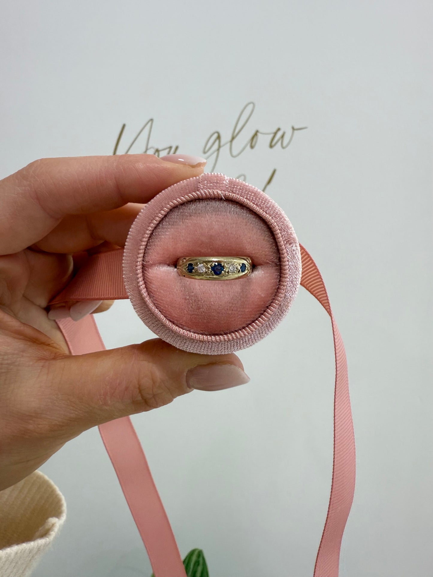 9ct Gold Sapphire & Diamond Gypsy Ring