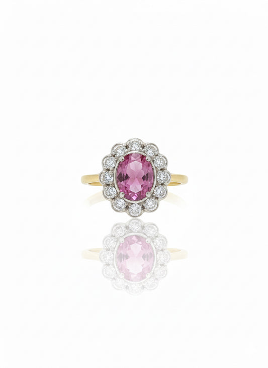 Pink Sapphire & Diamond Ring