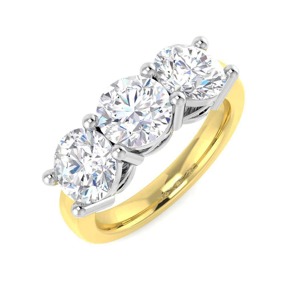 9ct Gold 3x Stone Lab Diamond Ring