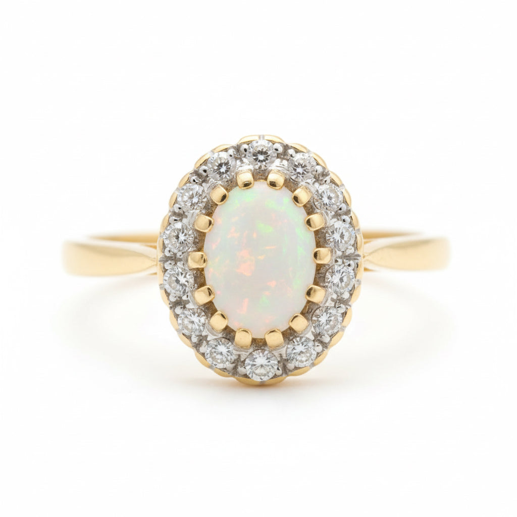 9ct Gold Opal & Diamond Ring