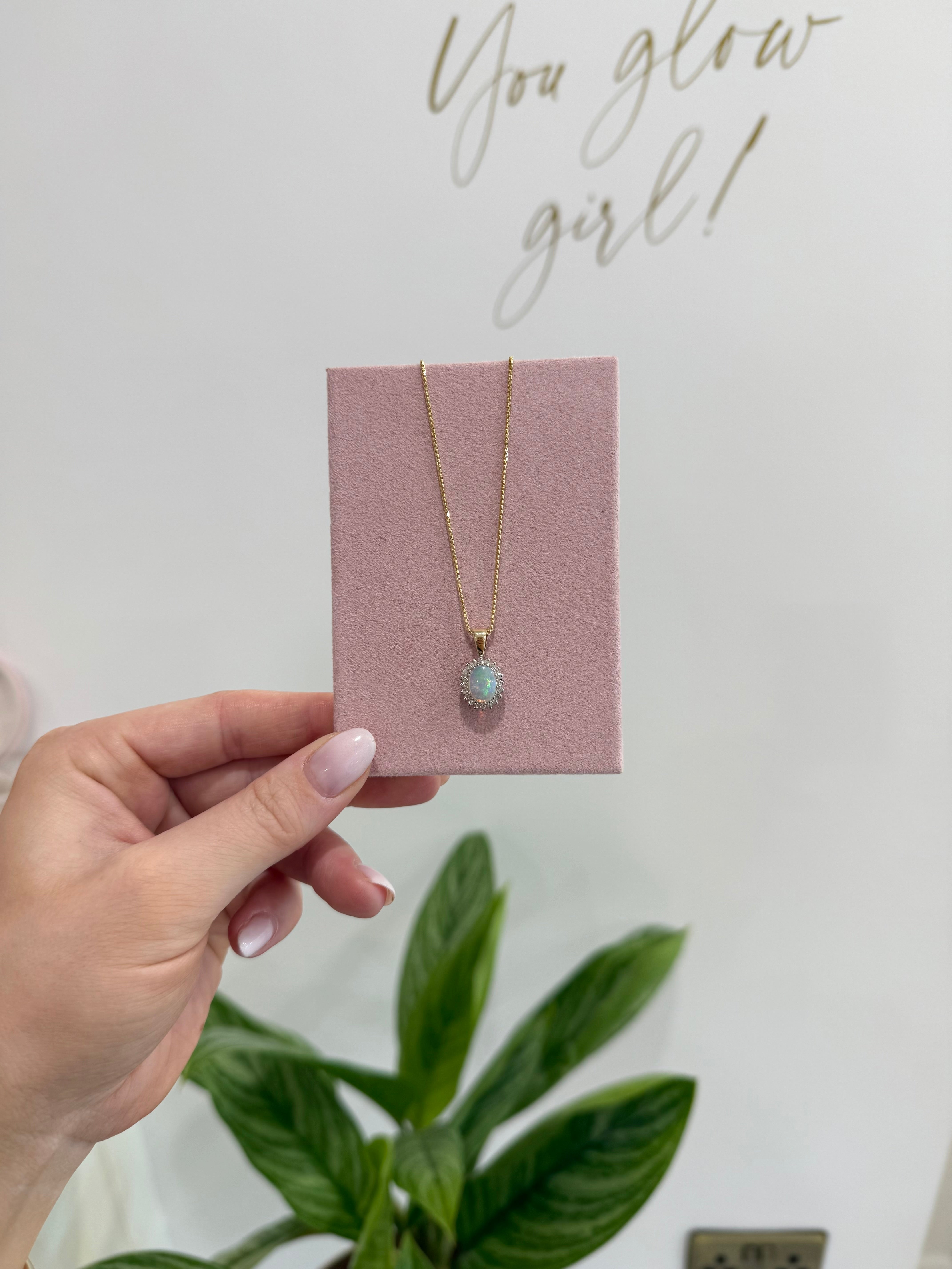 9ct Opal & Diamond Necklace