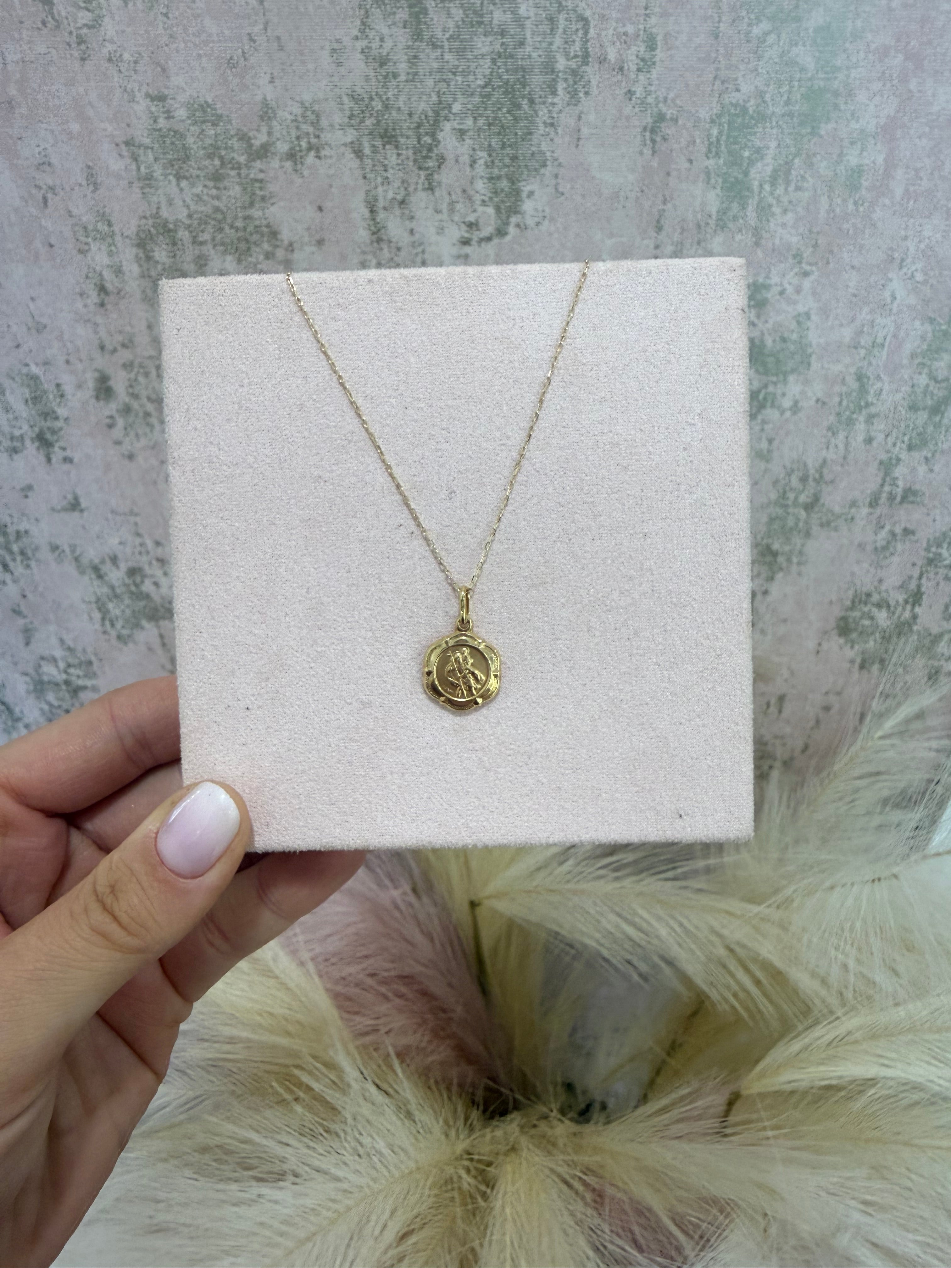 9ct Gold St Christopher Medal Necklace