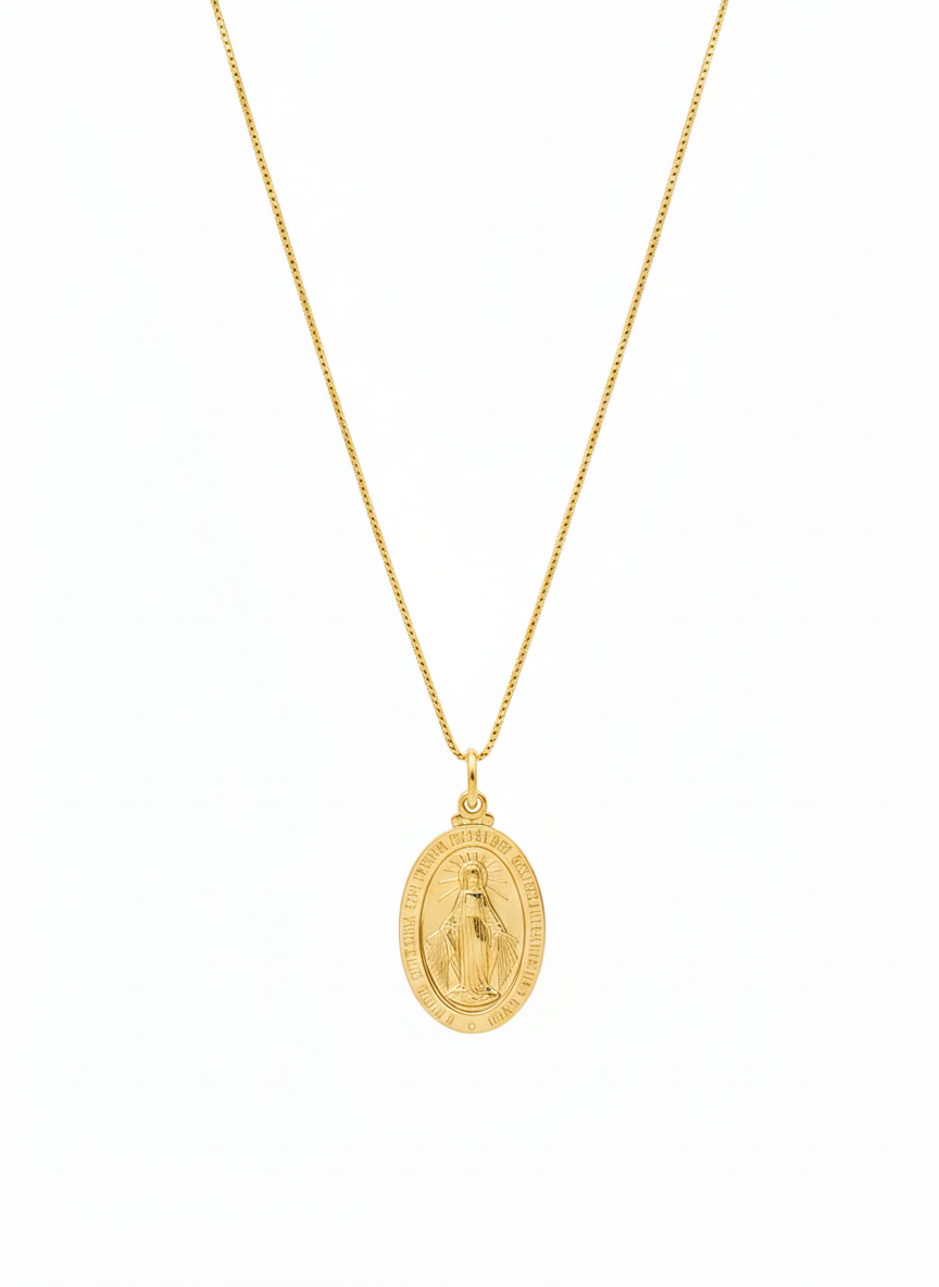 9ct Large Miraculous Medal Necklace