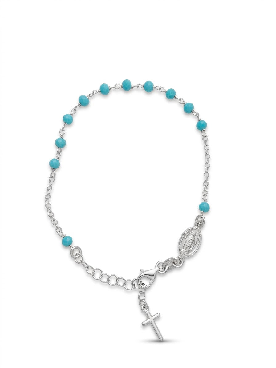 Zara Silver Turquoise Holy Medal Bracelet